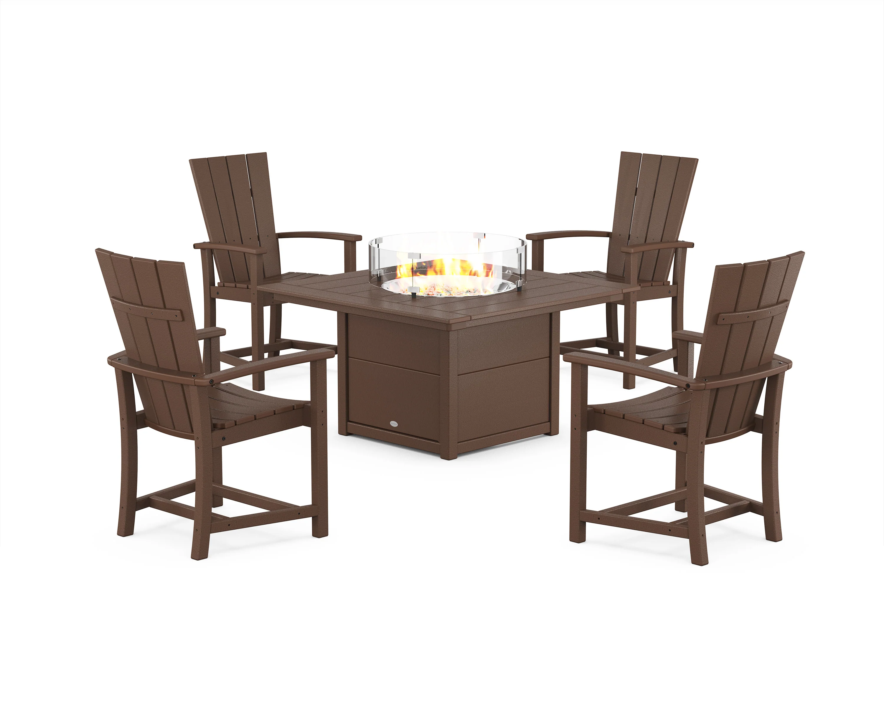 Quattro 4-Piece Upright Adirondack Conversation Set with Fire Pit Table - Image 4
