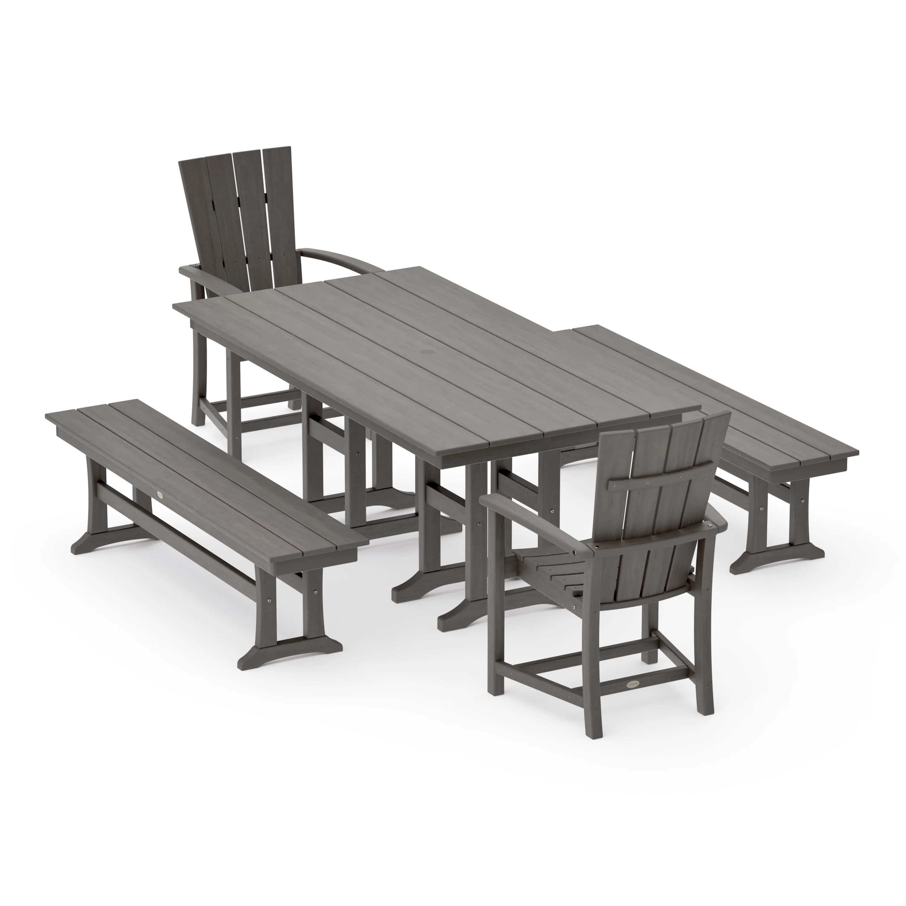 Quattro 5-Piece Farmhouse Dining Set with Benches - Image 10