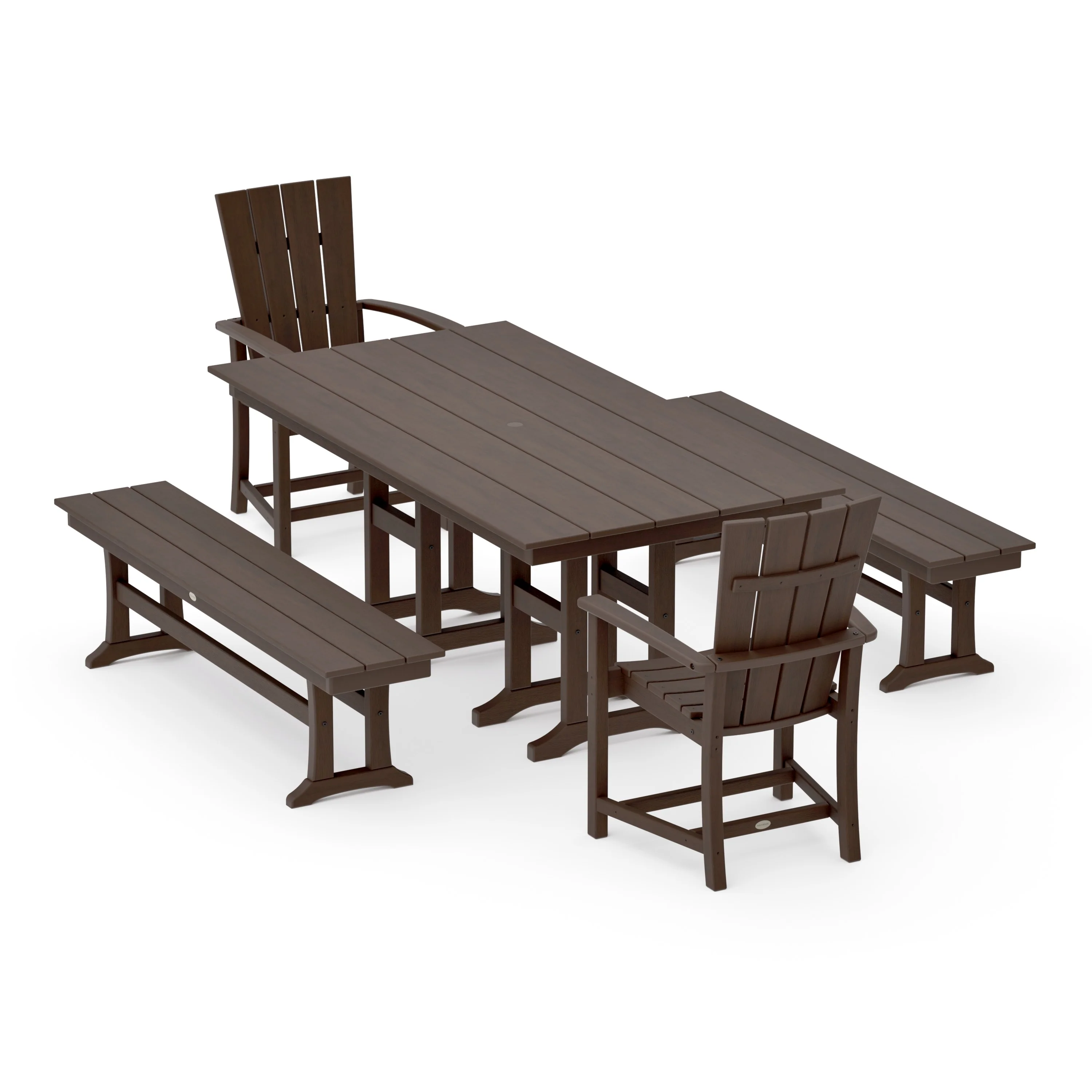 Quattro 5-Piece Farmhouse Dining Set with Benches - Image 11