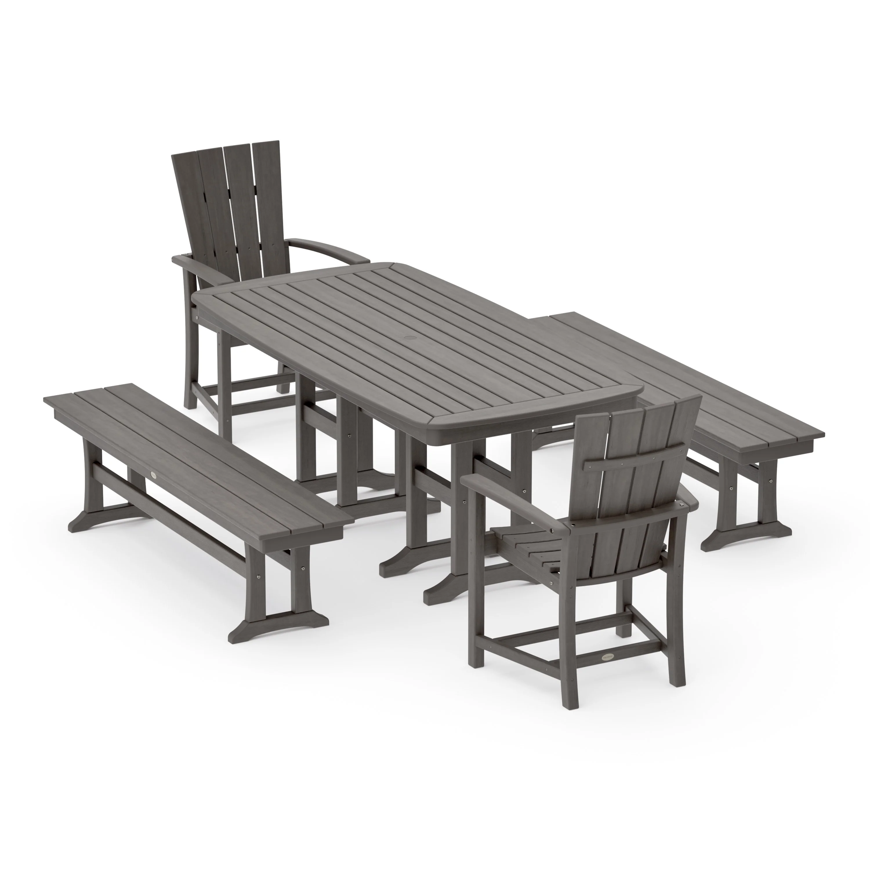 Quattro 5-Piece Farmhouse Dining Set with Benches - Image 10