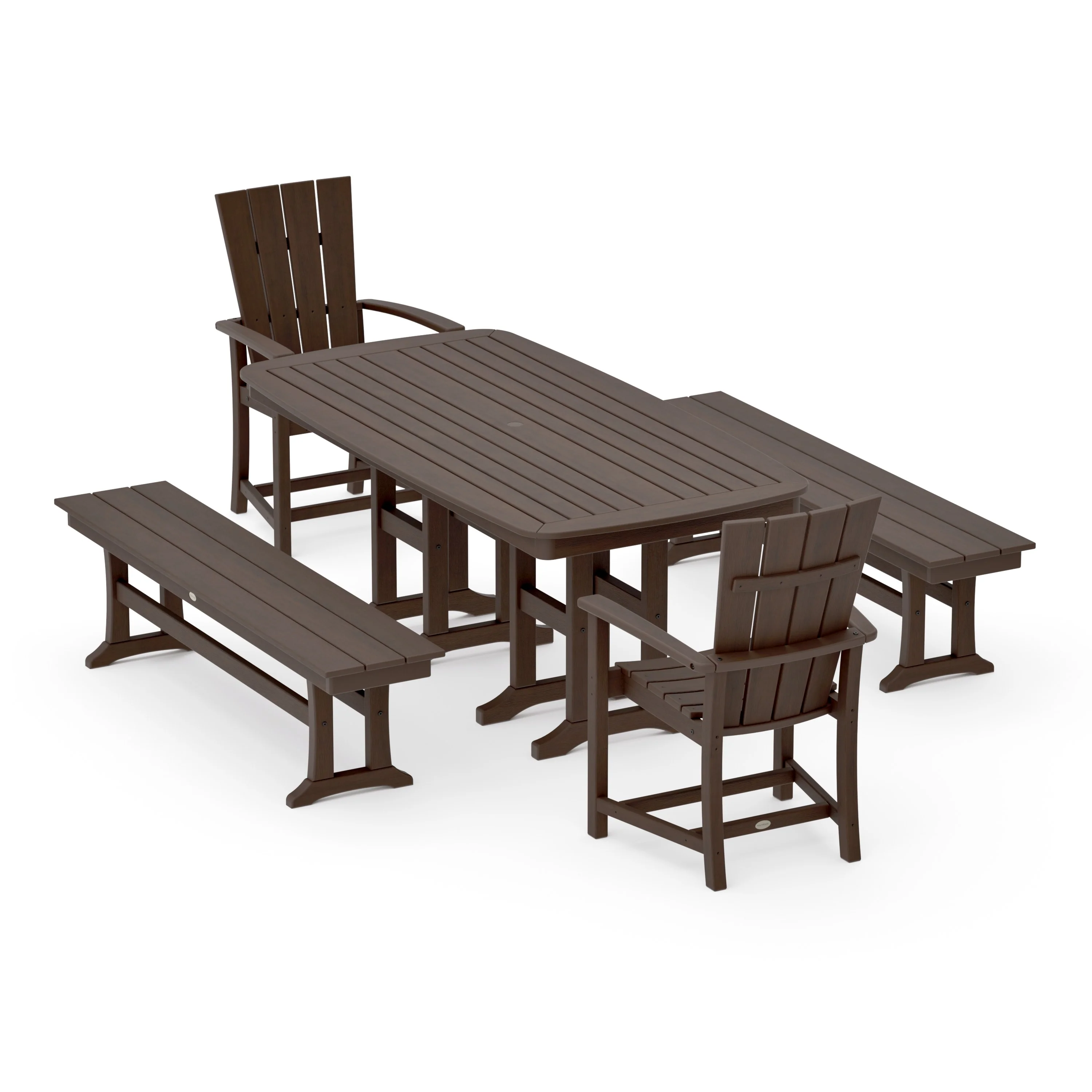 Quattro 5-Piece Farmhouse Dining Set with Benches - Image 11