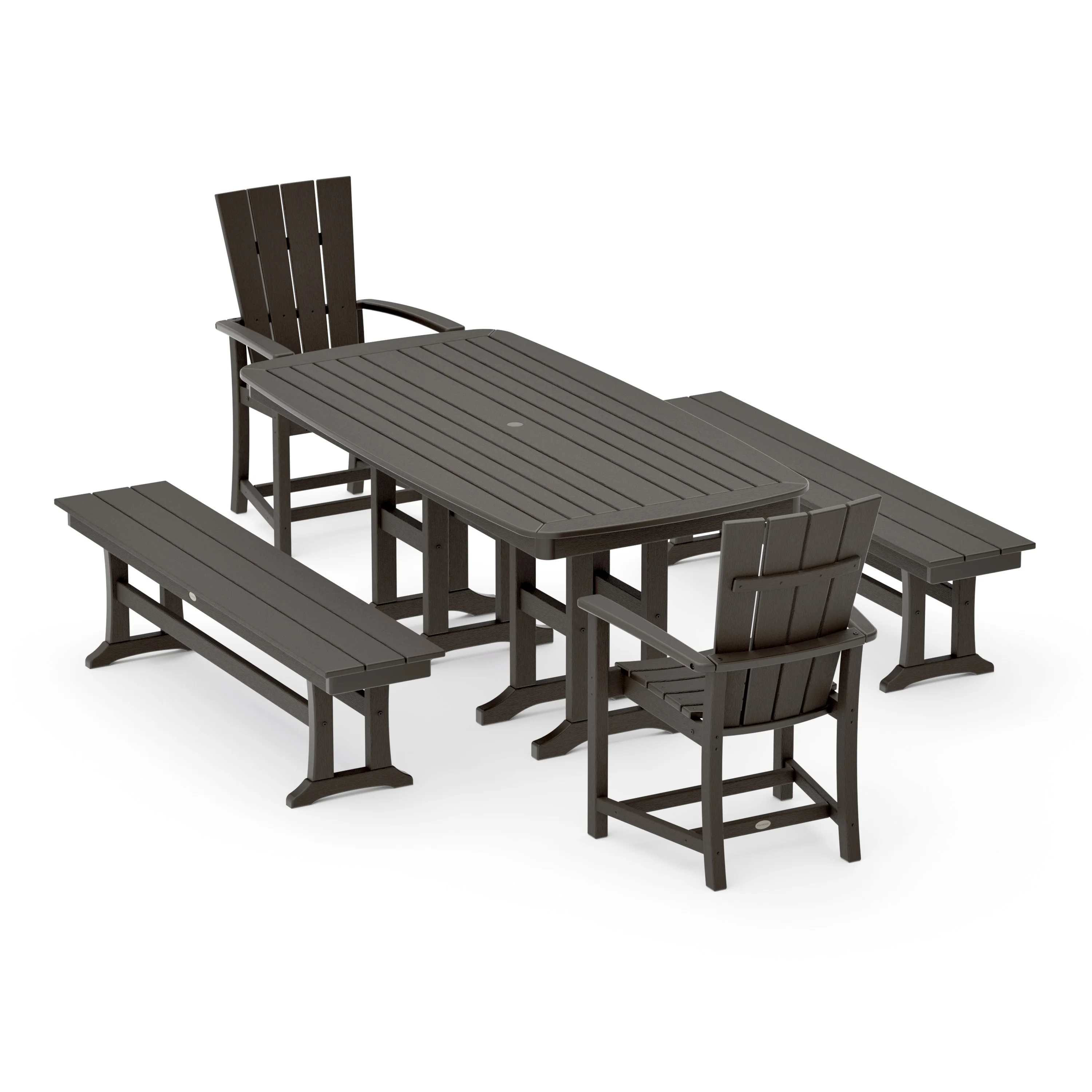 Quattro 5-Piece Farmhouse Dining Set with Benches - Image 13