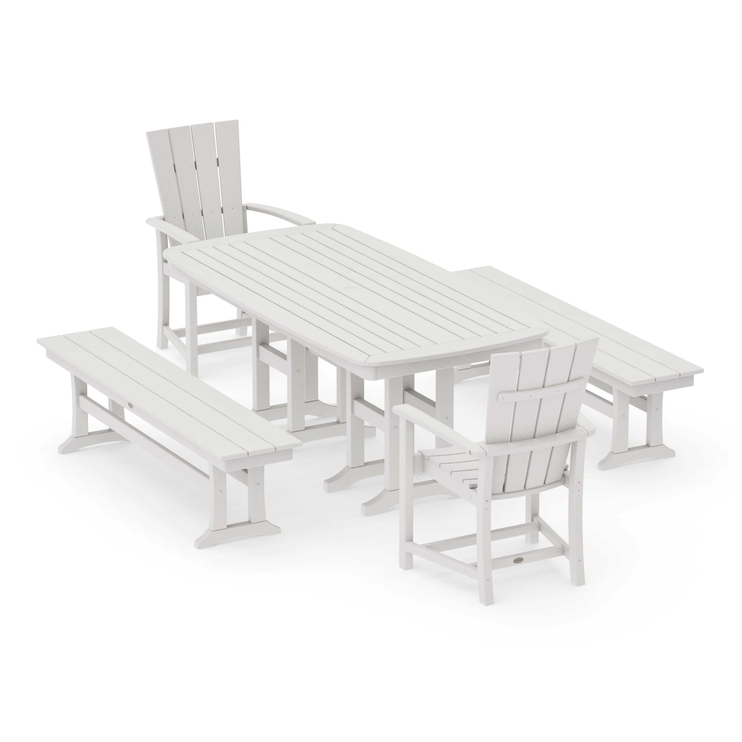 Quattro 5-Piece Farmhouse Dining Set with Benches - Image 15