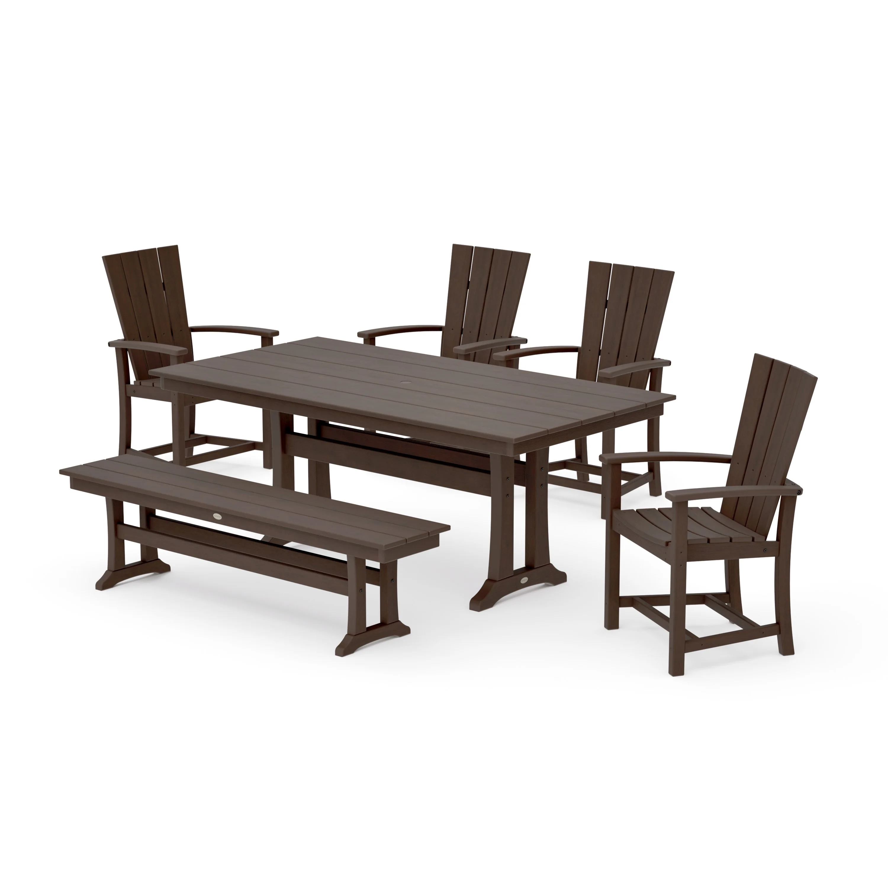 Quattro 6-Piece Farmhouse Dining Set with Trestle Legs and Bench - Image 12