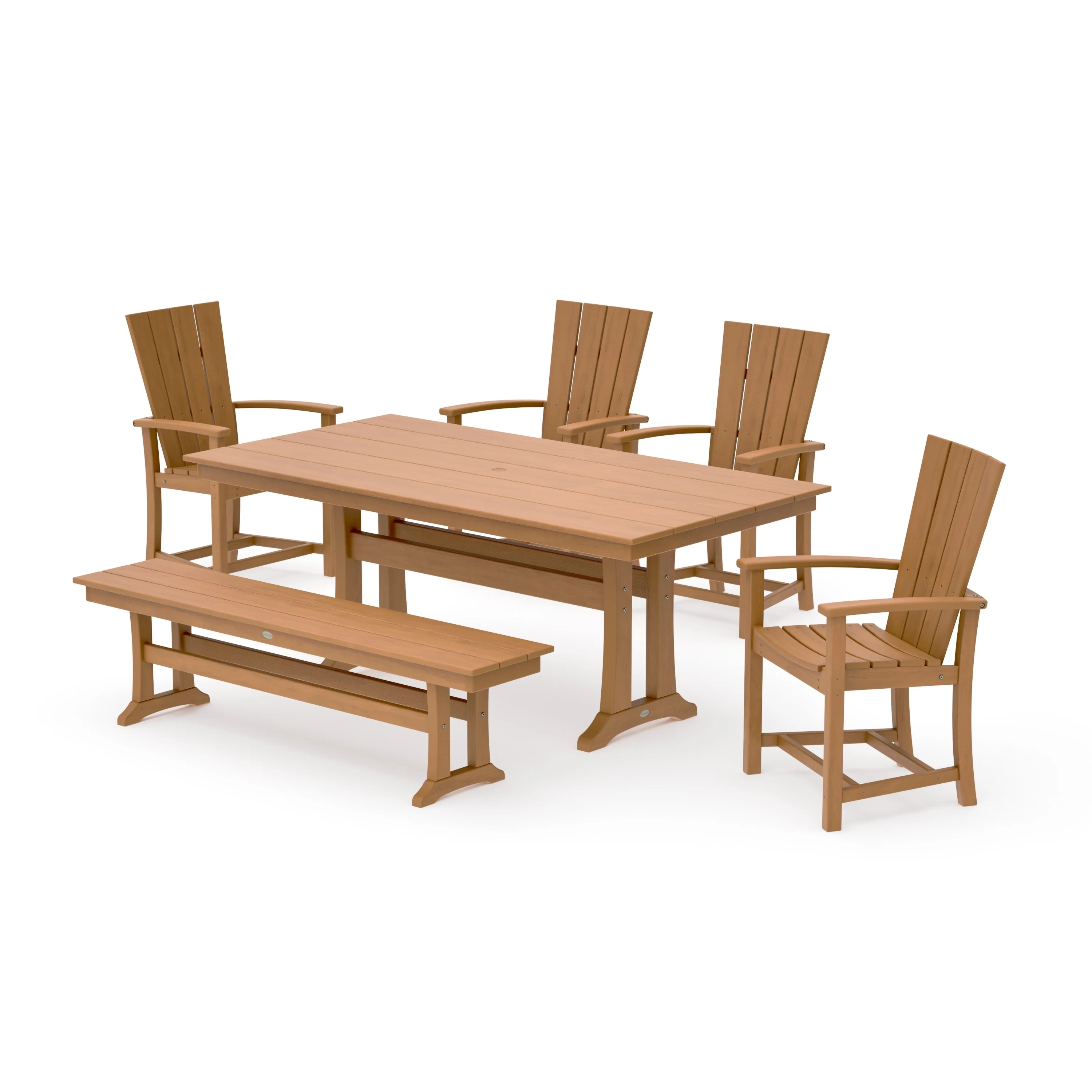 Quattro 6-Piece Farmhouse Dining Set with Trestle Legs and Bench - Image 13