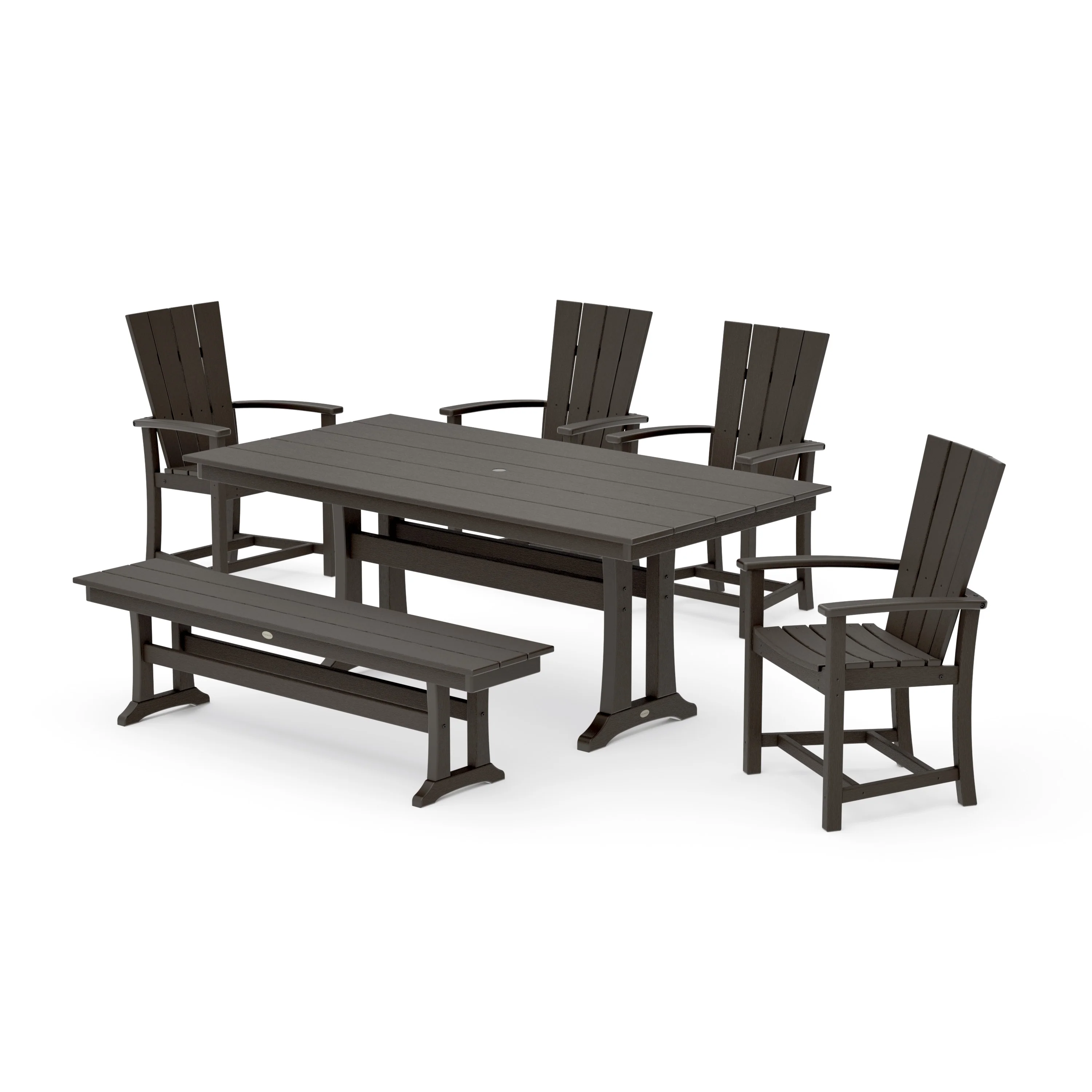 Quattro 6-Piece Farmhouse Dining Set with Trestle Legs and Bench - Image 14