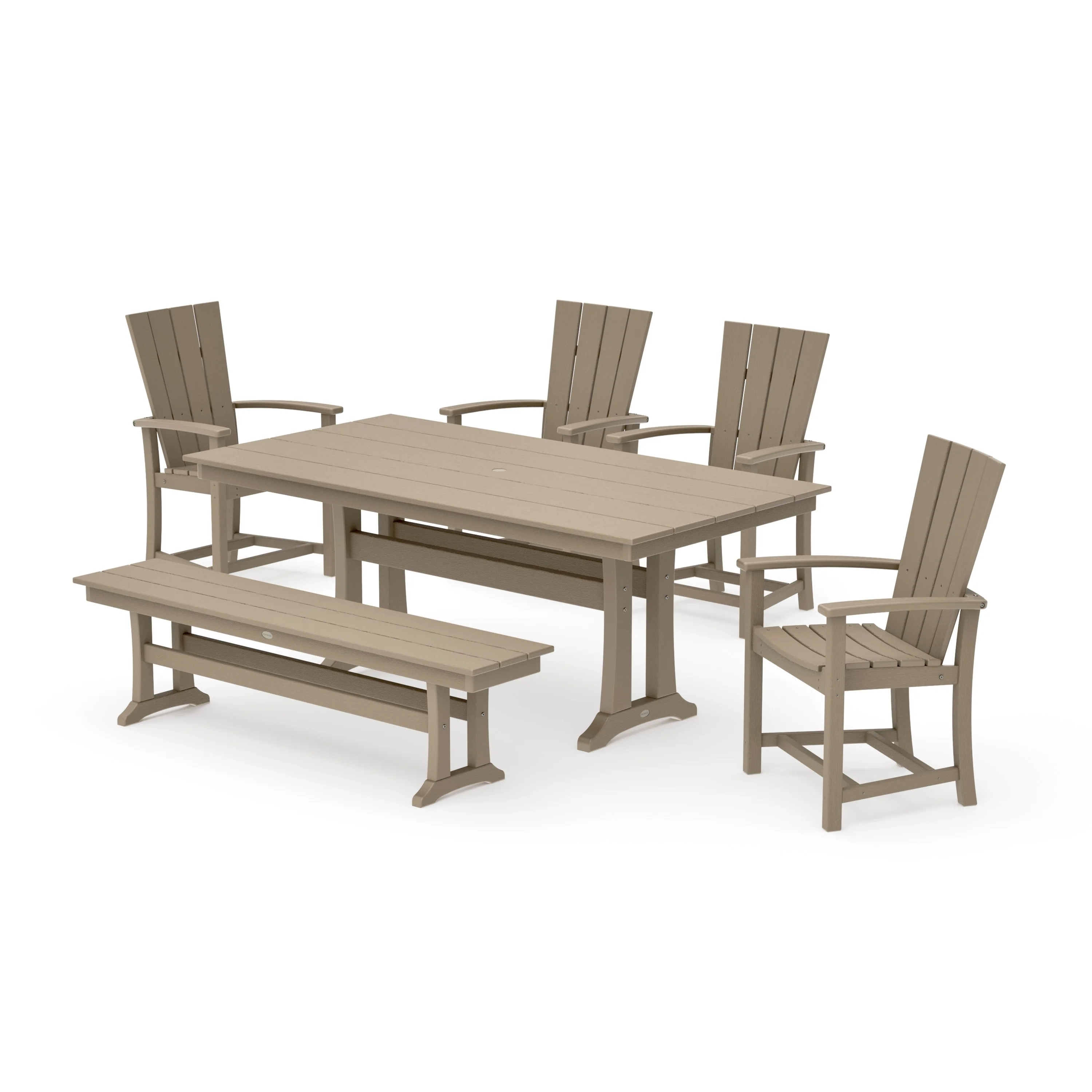 Quattro 6-Piece Farmhouse Dining Set with Trestle Legs and Bench - Image 15