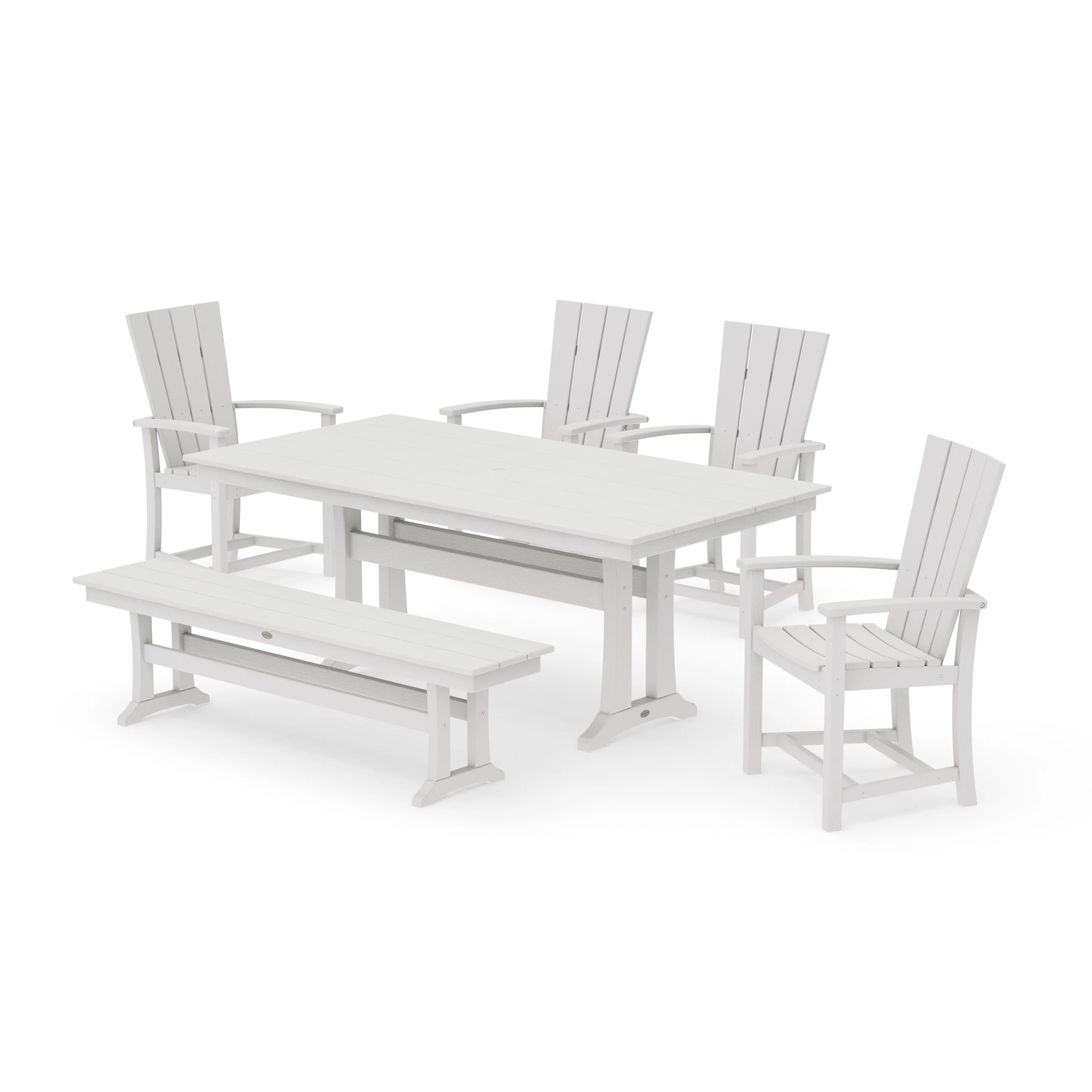 Quattro 6-Piece Farmhouse Dining Set with Trestle Legs and Bench - Image 16
