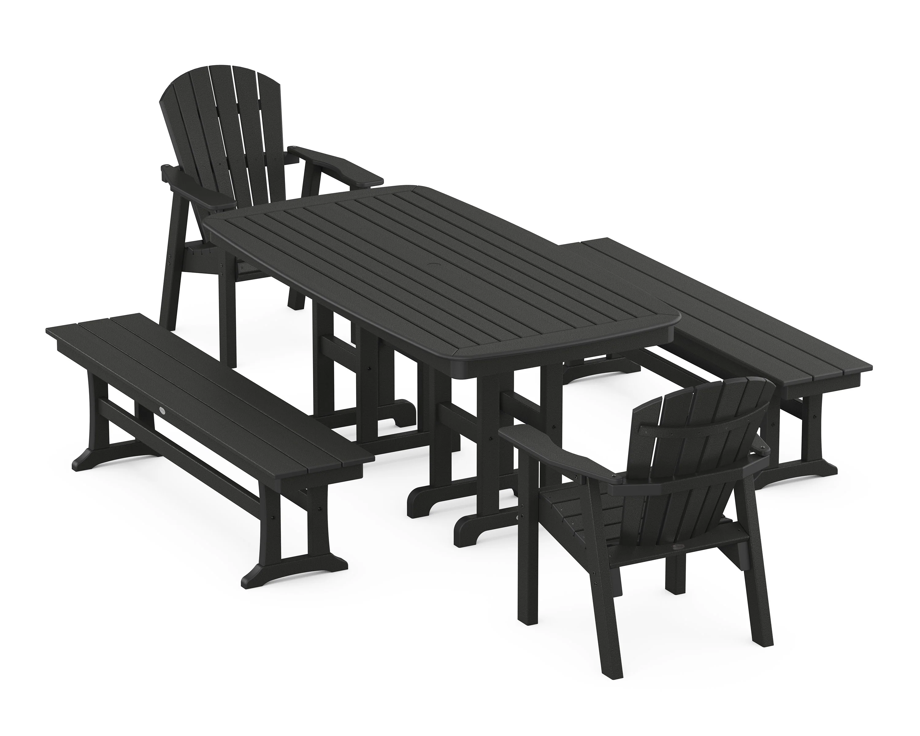 Seashell 5-Piece Dining Set with Benches - Image 6