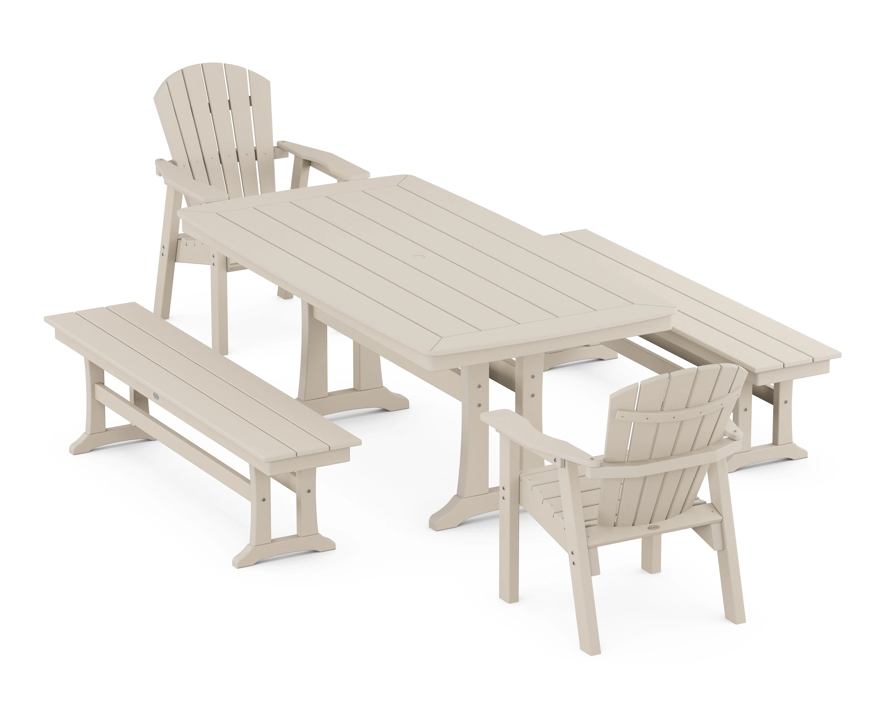 Seashell 5-Piece Dining Set with Trestle Legs - Image 4