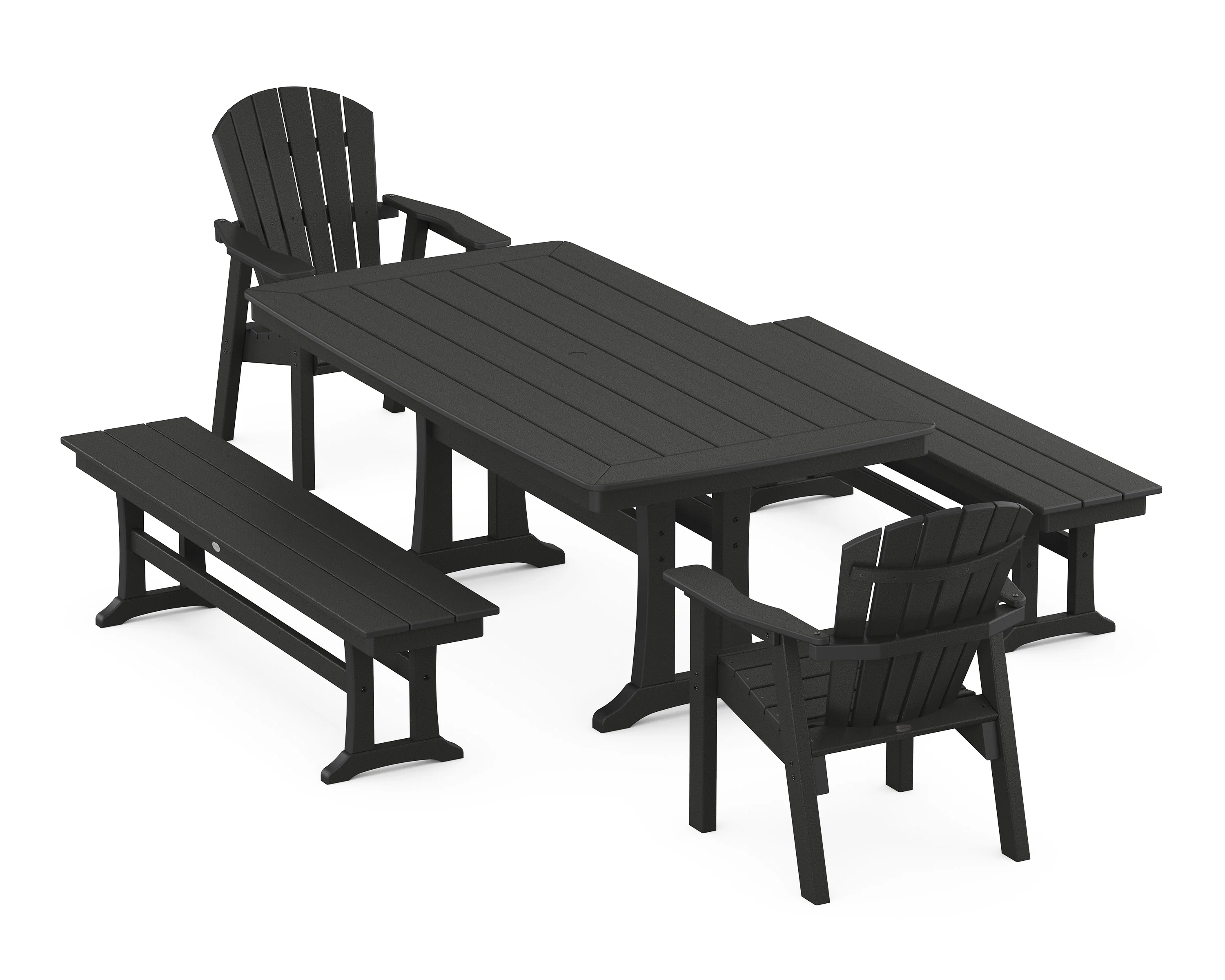 Seashell 5-Piece Dining Set with Trestle Legs - Image 8