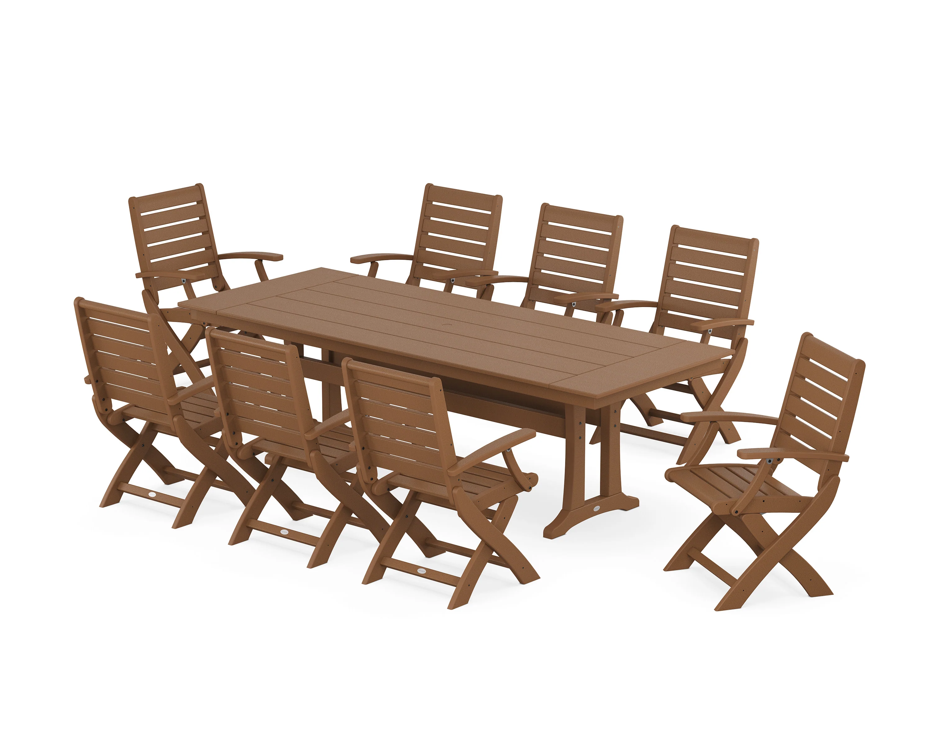 Signature Folding 9-Piece Farmhouse Trestle Dining Set with Trestle Legs - Image 5