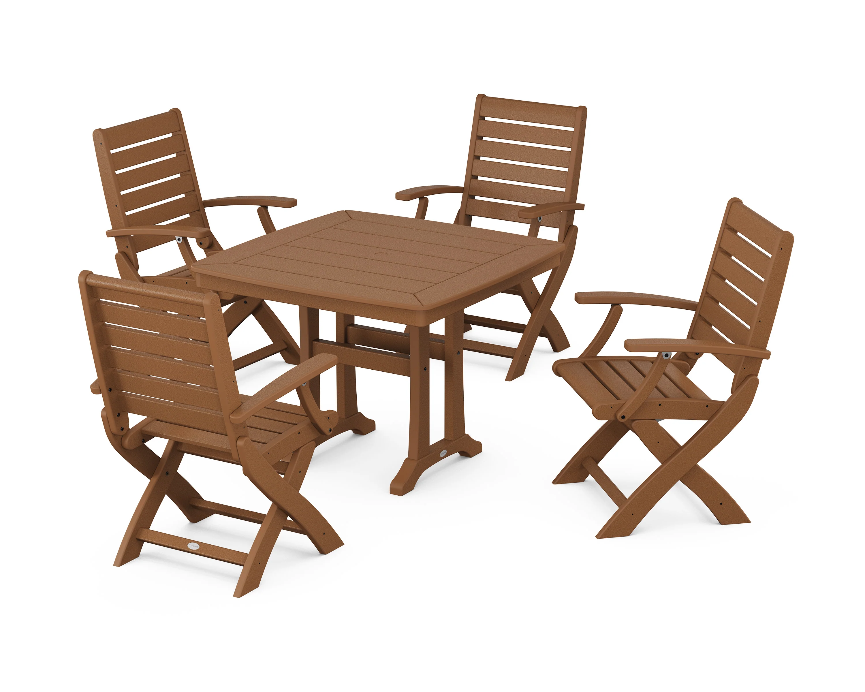 Signature Folding Chair 5-Piece Dining Set with Trestle Legs - Image 4