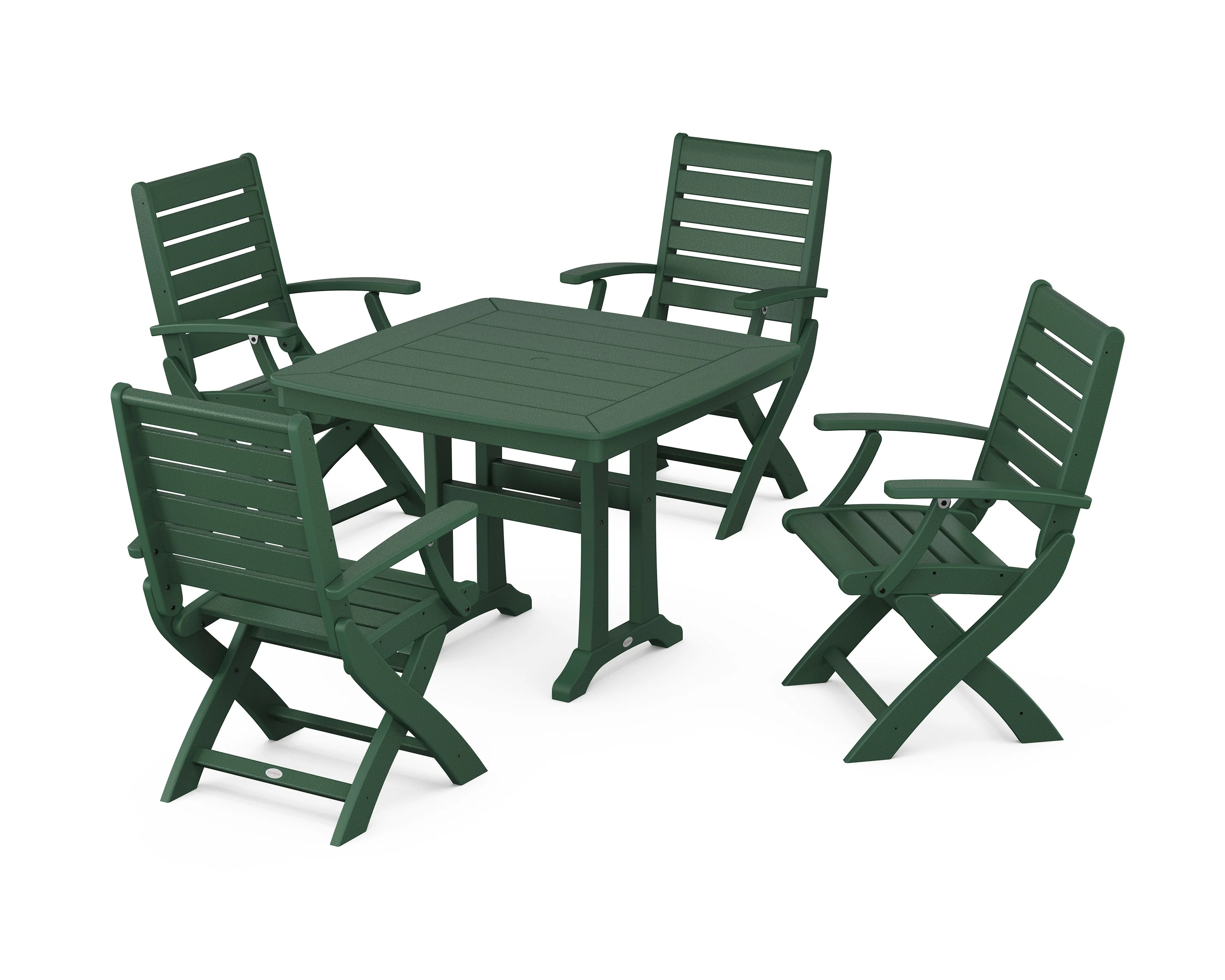 Signature Folding Chair 5-Piece Dining Set with Trestle Legs - Image 5