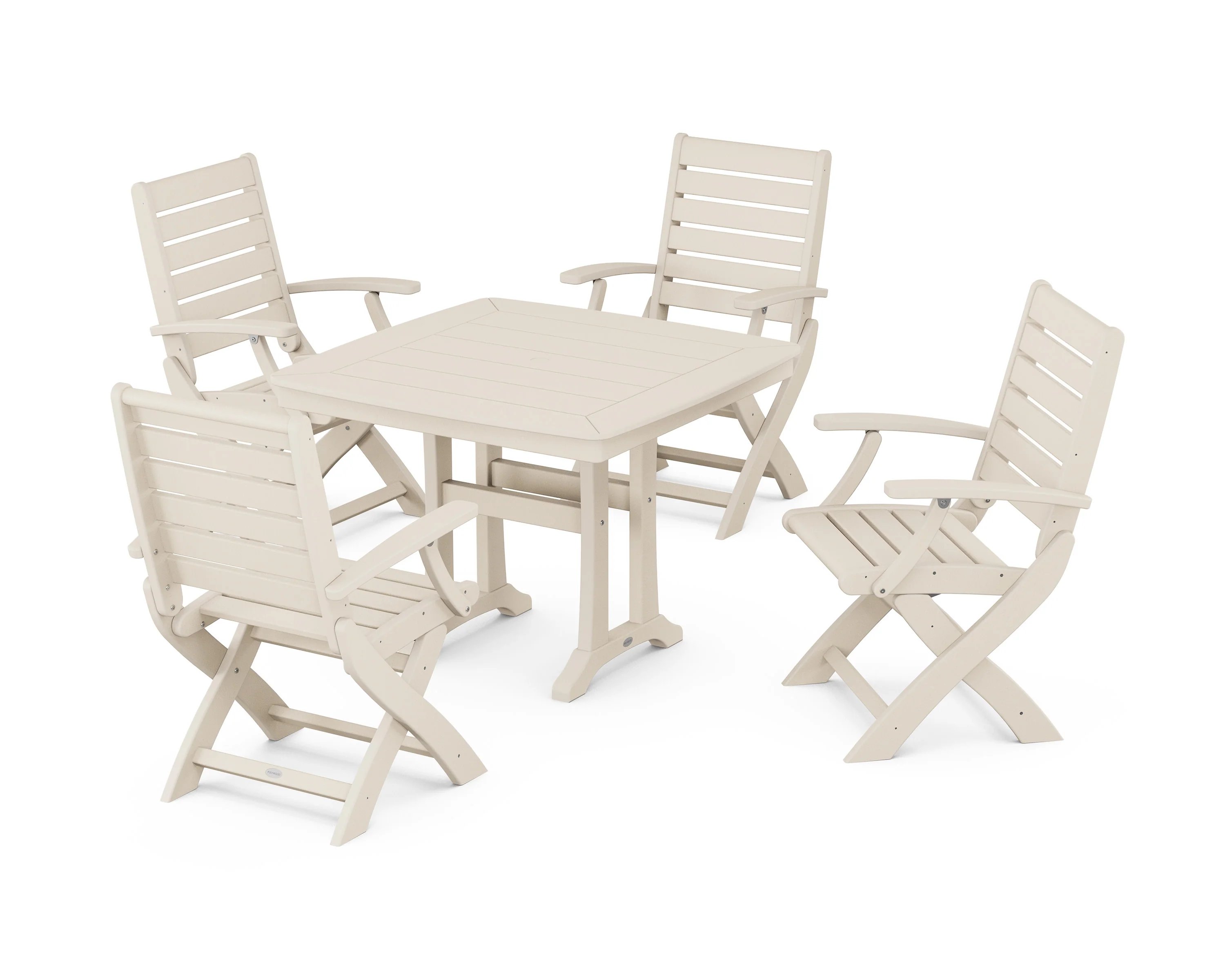 Signature Folding Chair 5-Piece Dining Set with Trestle Legs - Image 7