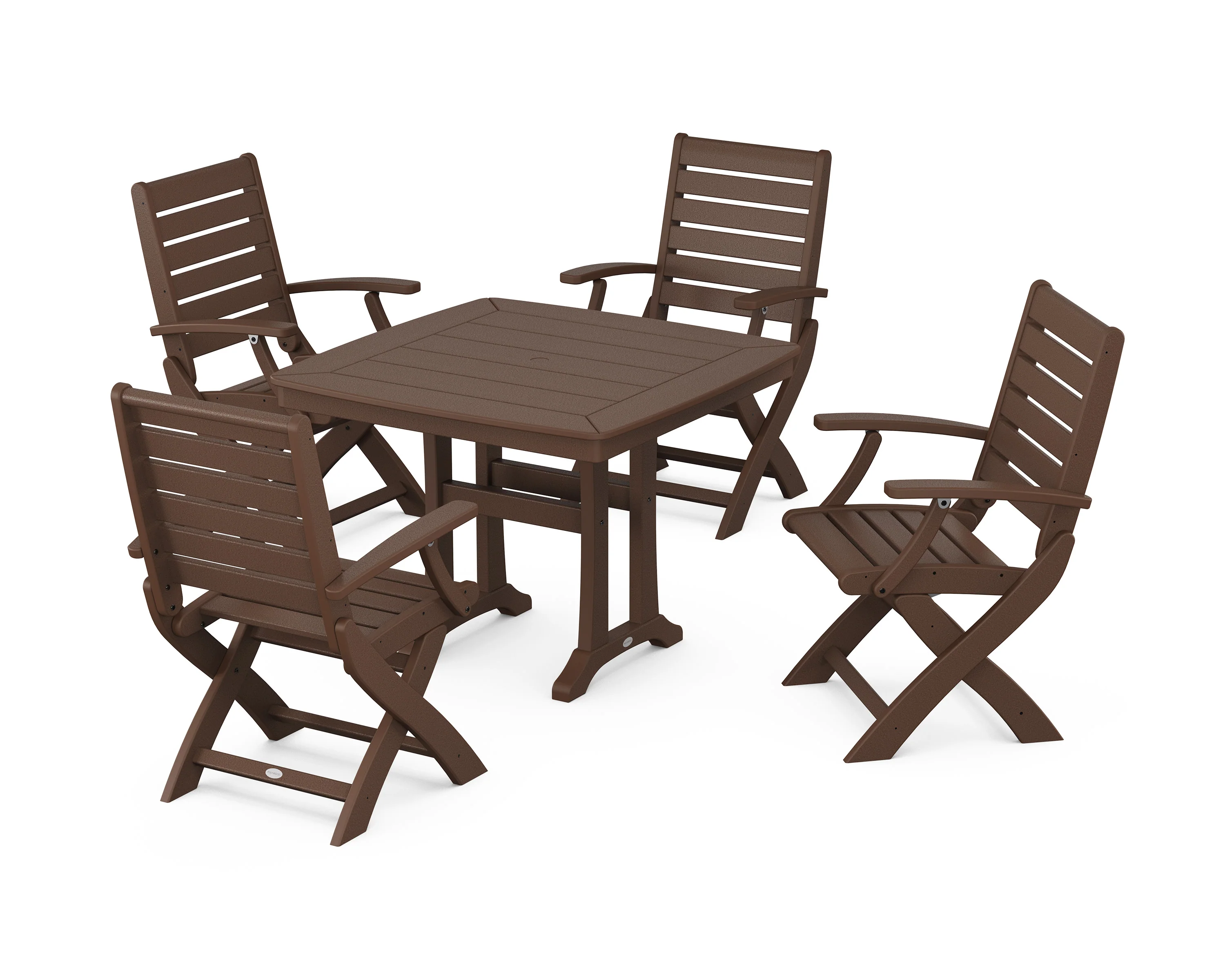 Signature Folding Chair 5-Piece Dining Set with Trestle Legs - Image 9