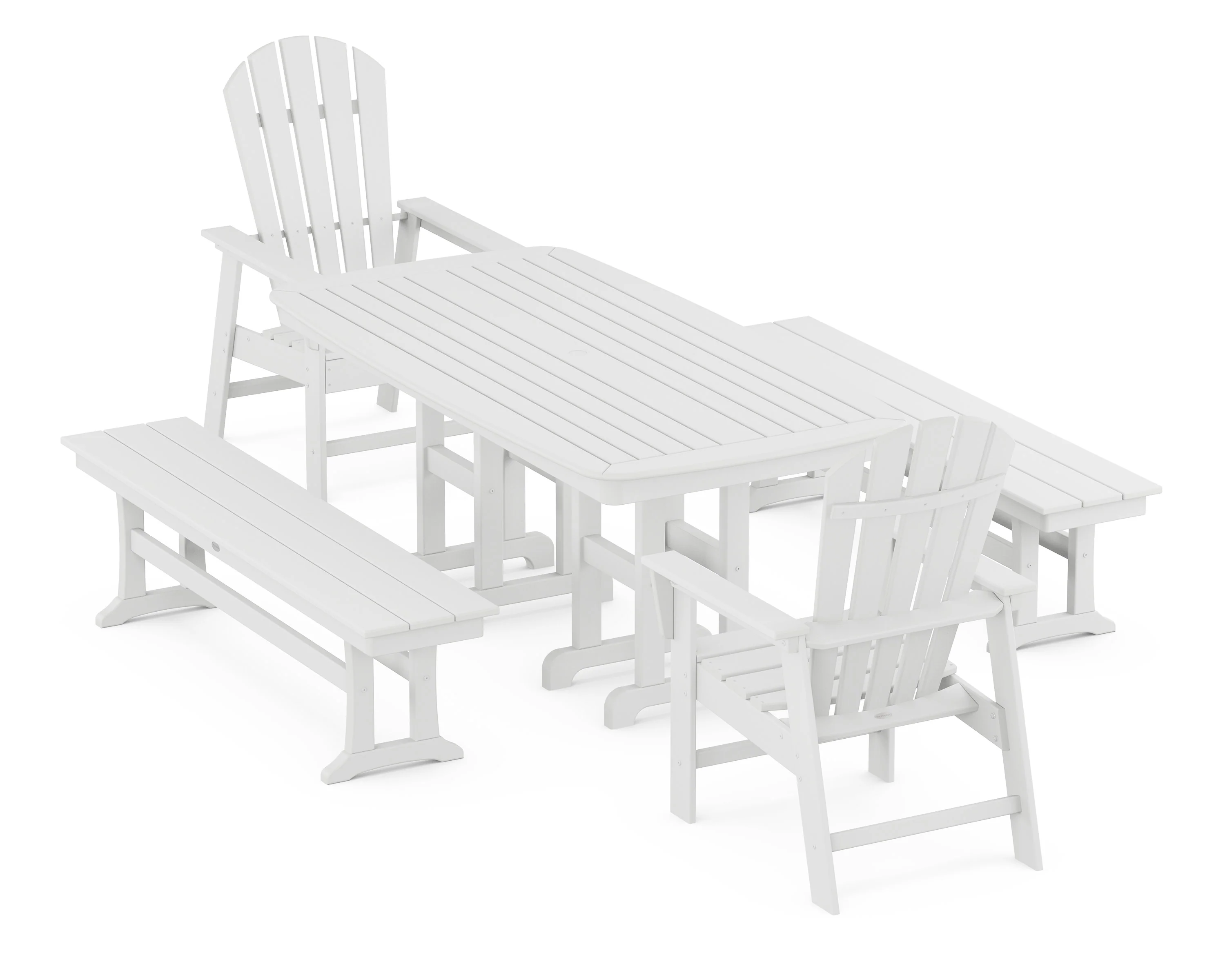 South Beach 5-Piece Dining Set with Benches - Image 7