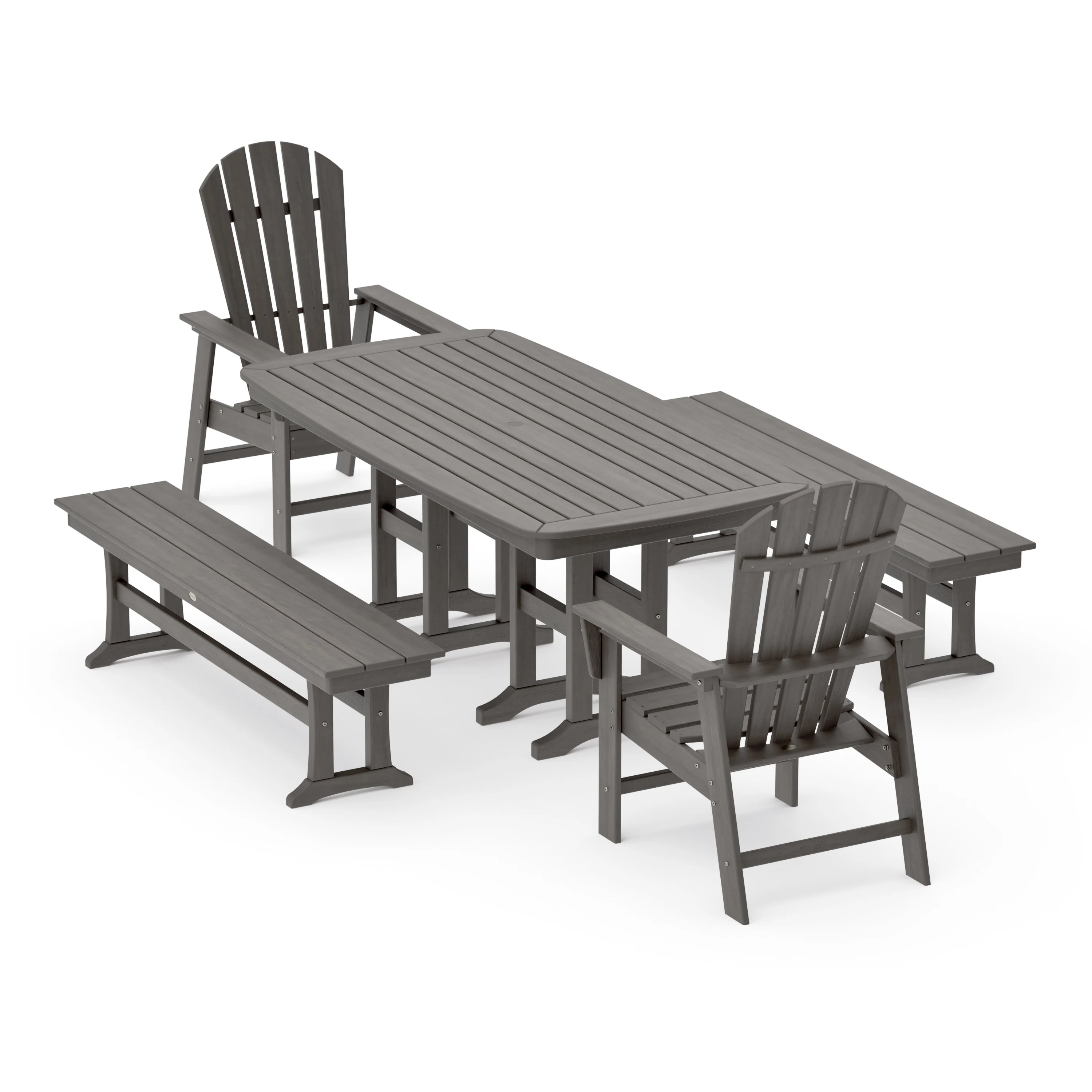 South Beach 5-Piece Dining Set with Benches - Image 9