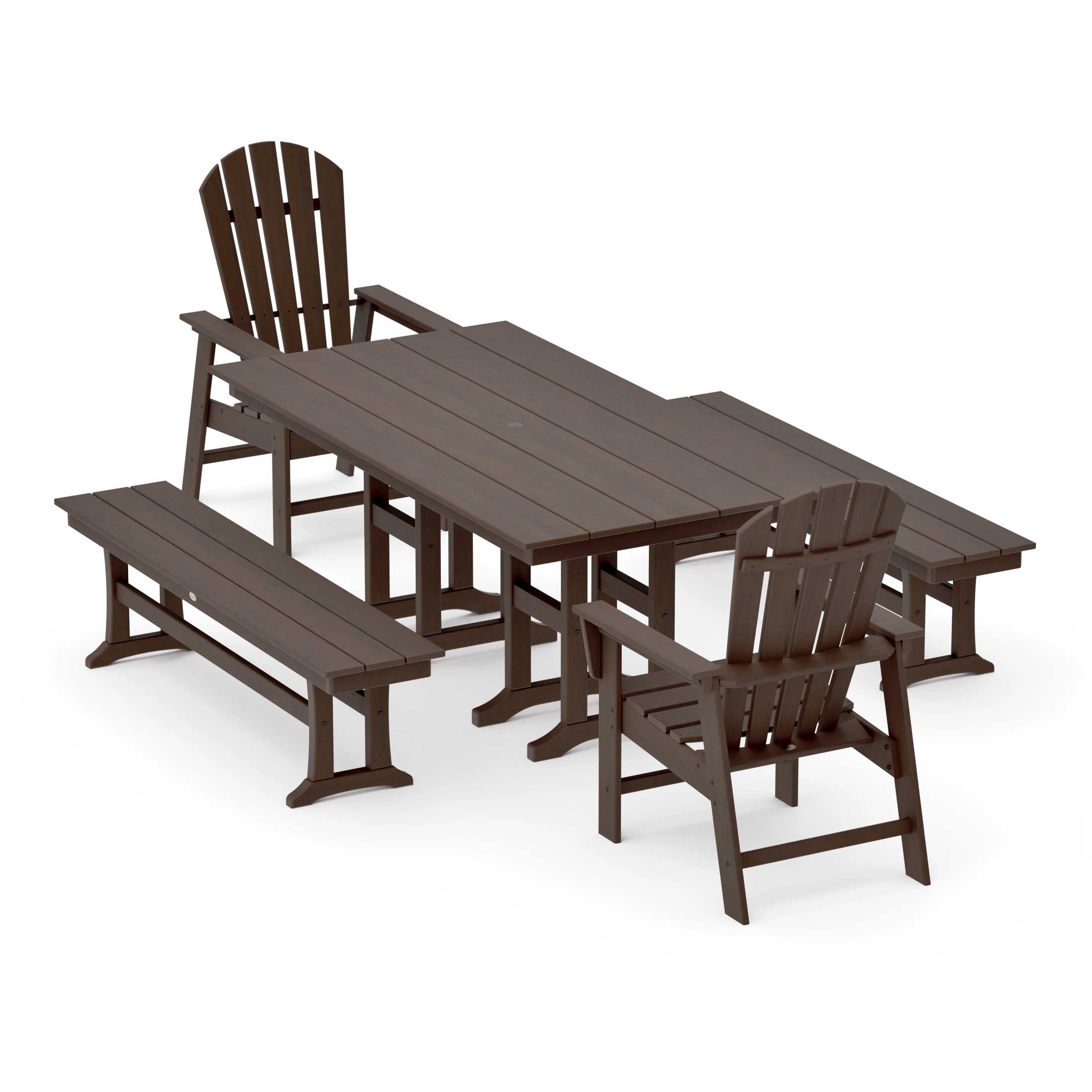 South Beach 5-Piece Farmhouse Dining Set with Benches - Image 10