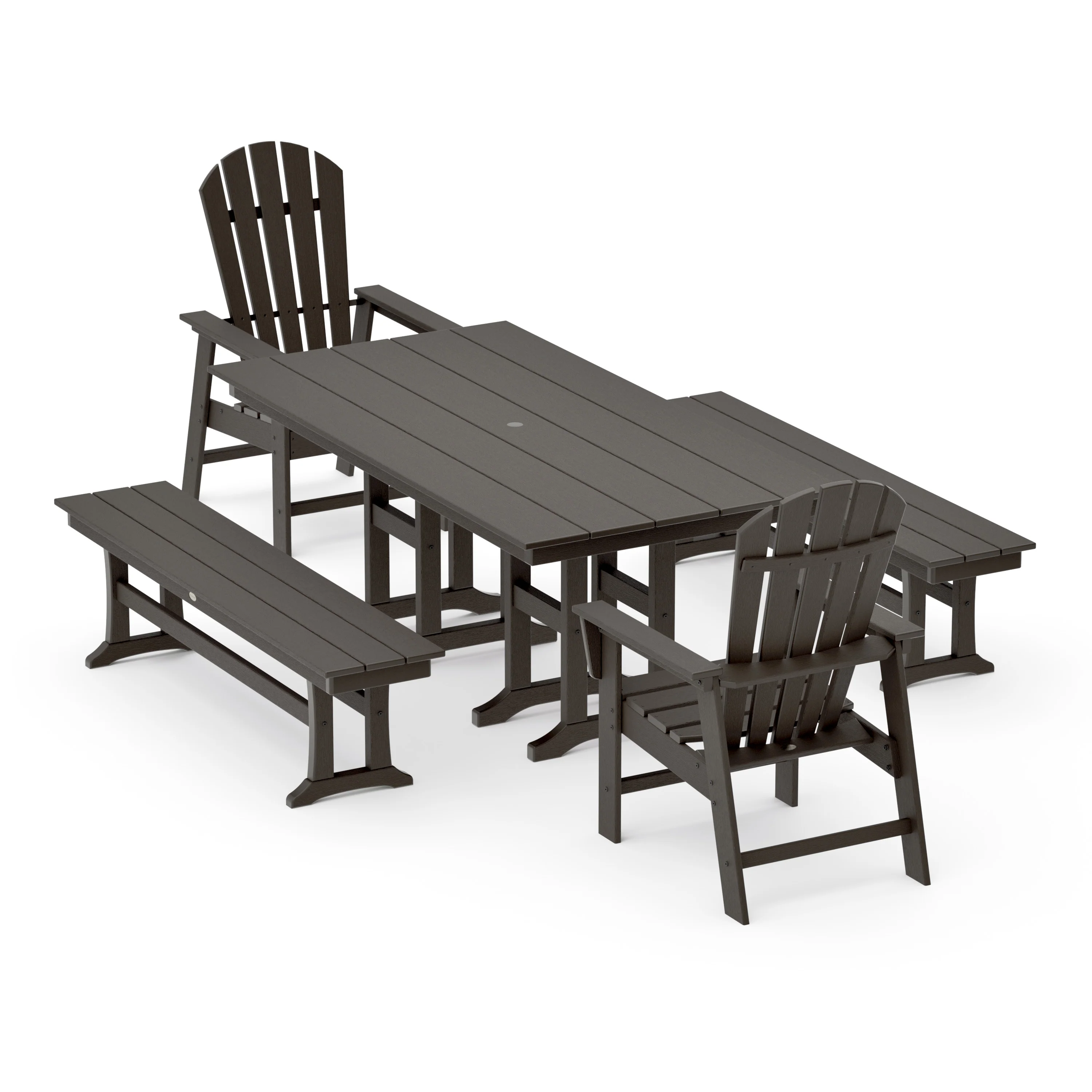 South Beach 5-Piece Farmhouse Dining Set with Benches - Image 12