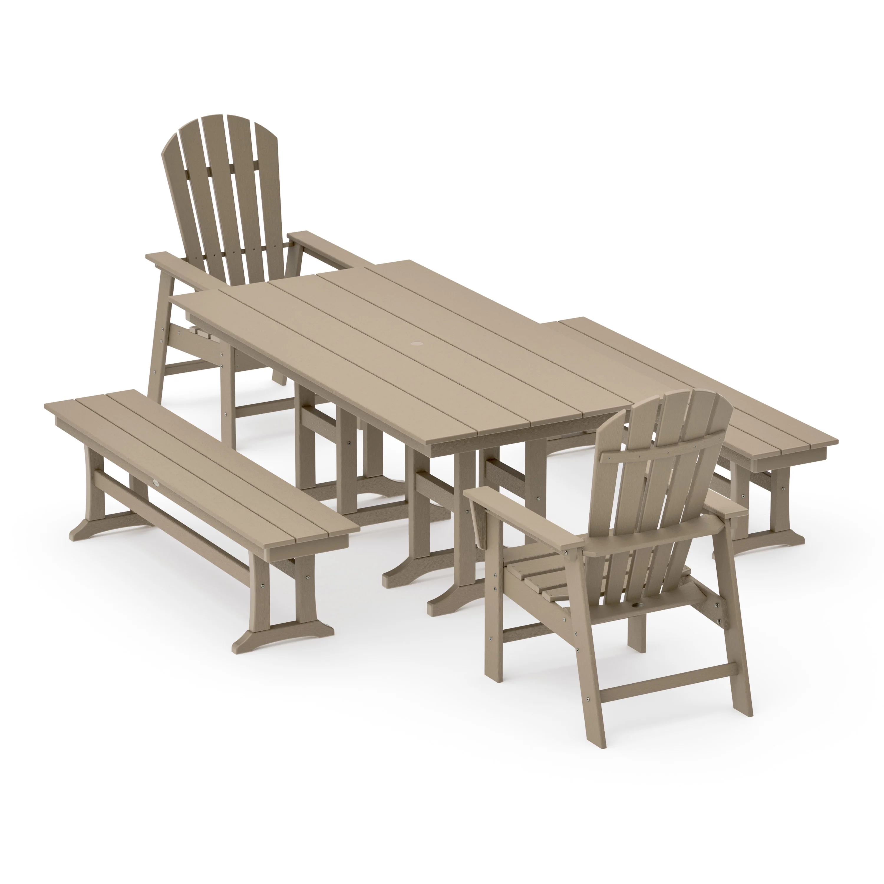 South Beach 5-Piece Farmhouse Dining Set with Benches - Image 13