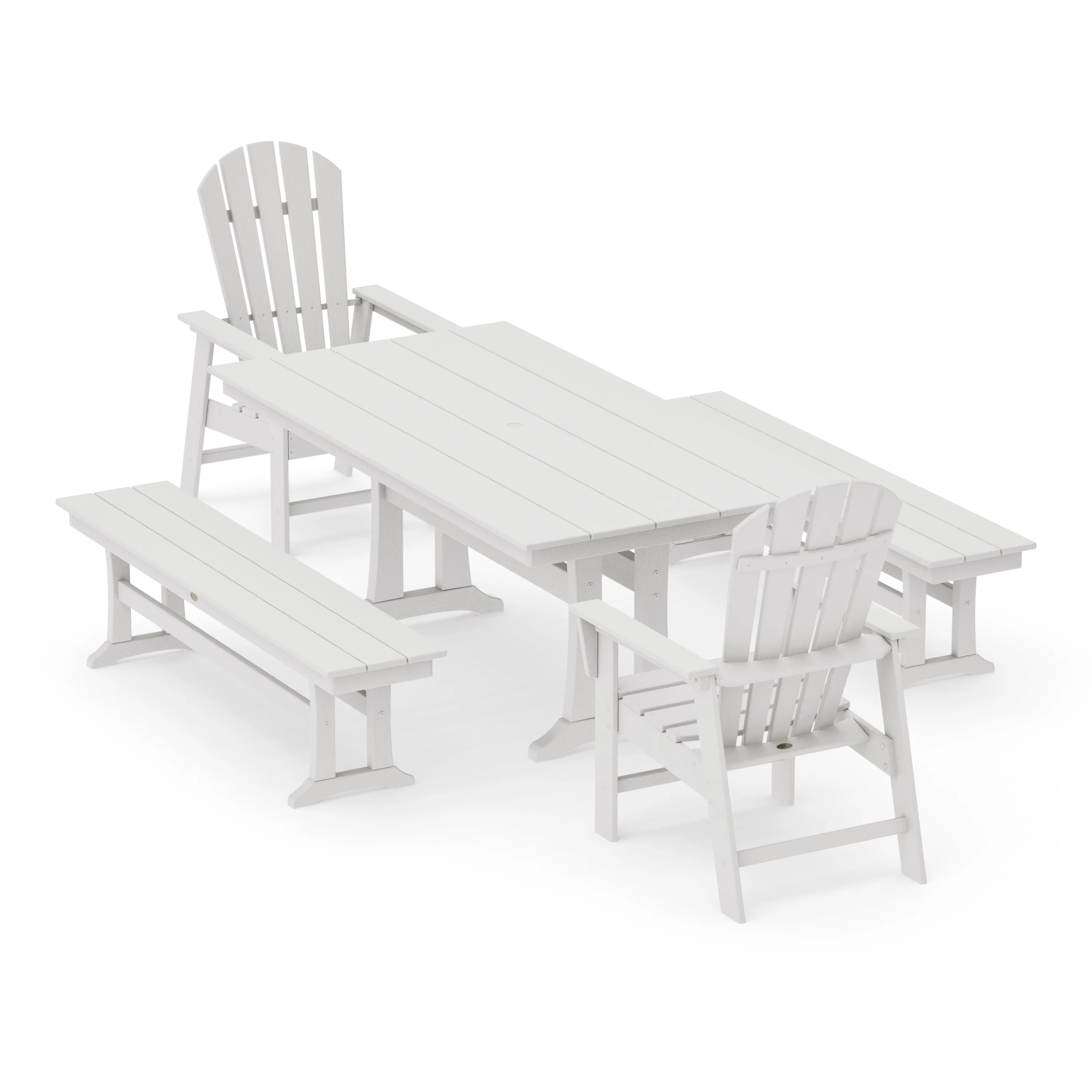 South Beach 5-Piece Farmhouse Dining Set With Trestle Legs - Image 15