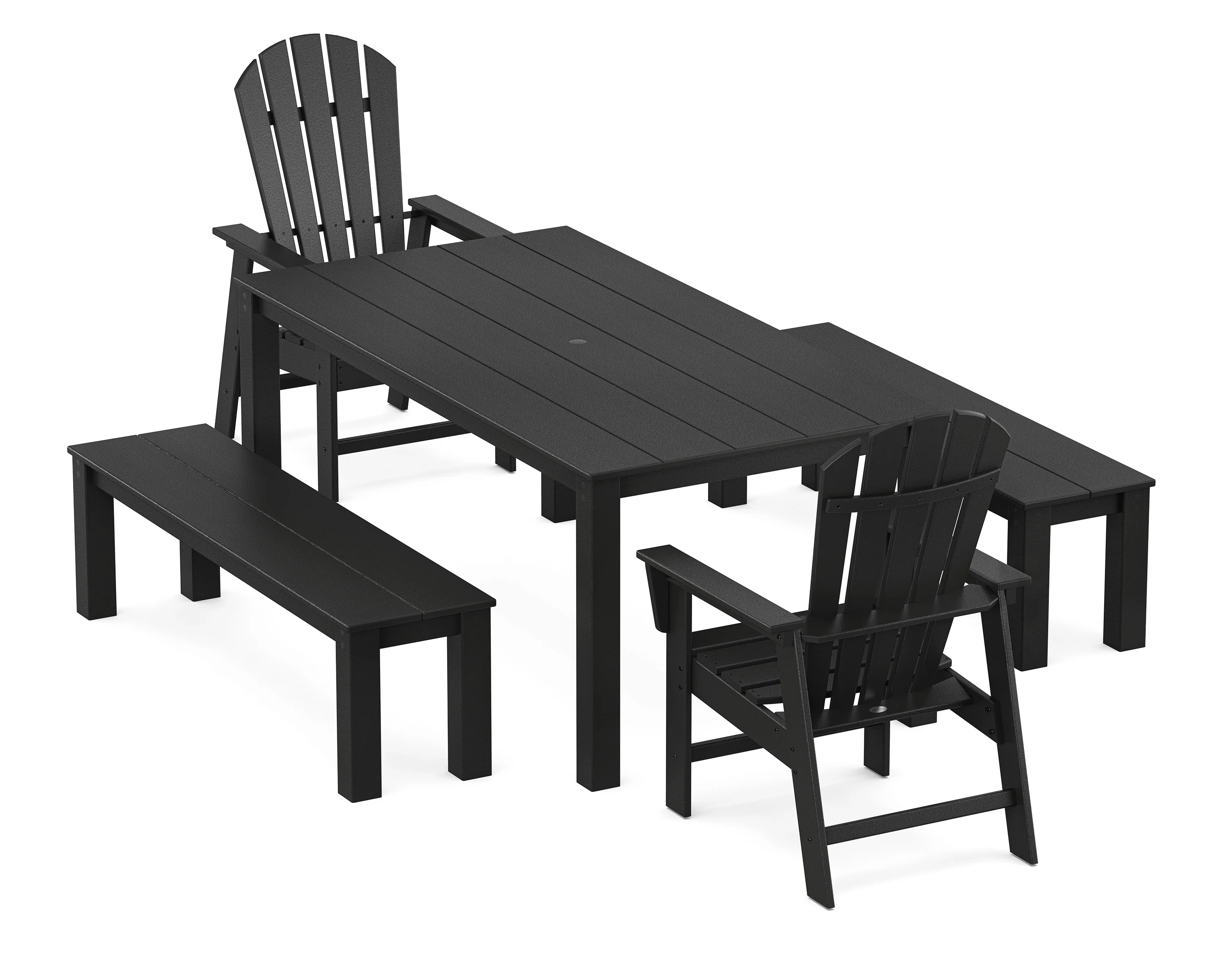 South Beach 5-Piece Parsons Dining Set with Benches - Image 4
