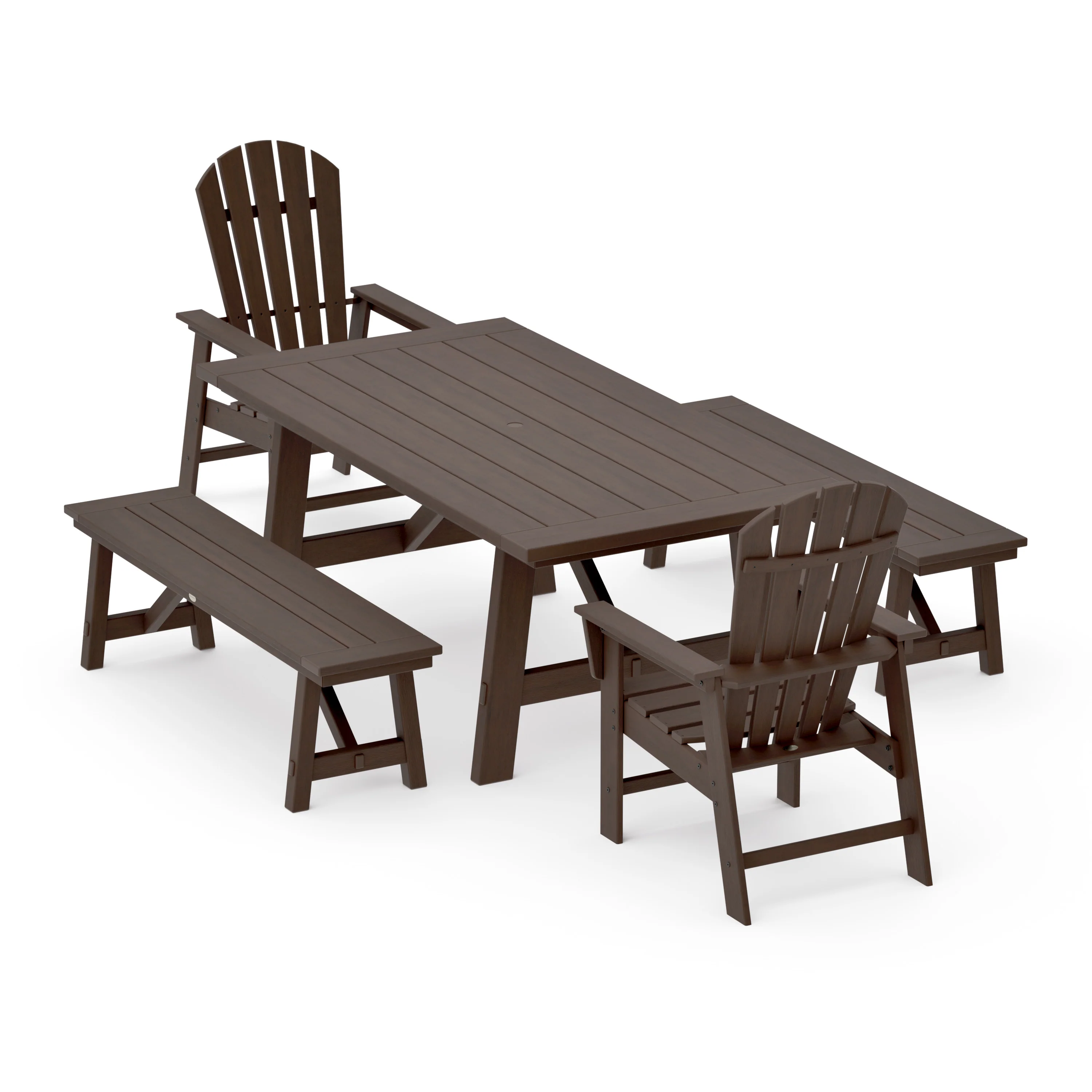 South Beach 5-Piece Rustic Farmhouse Dining Set With Benches - Image 11