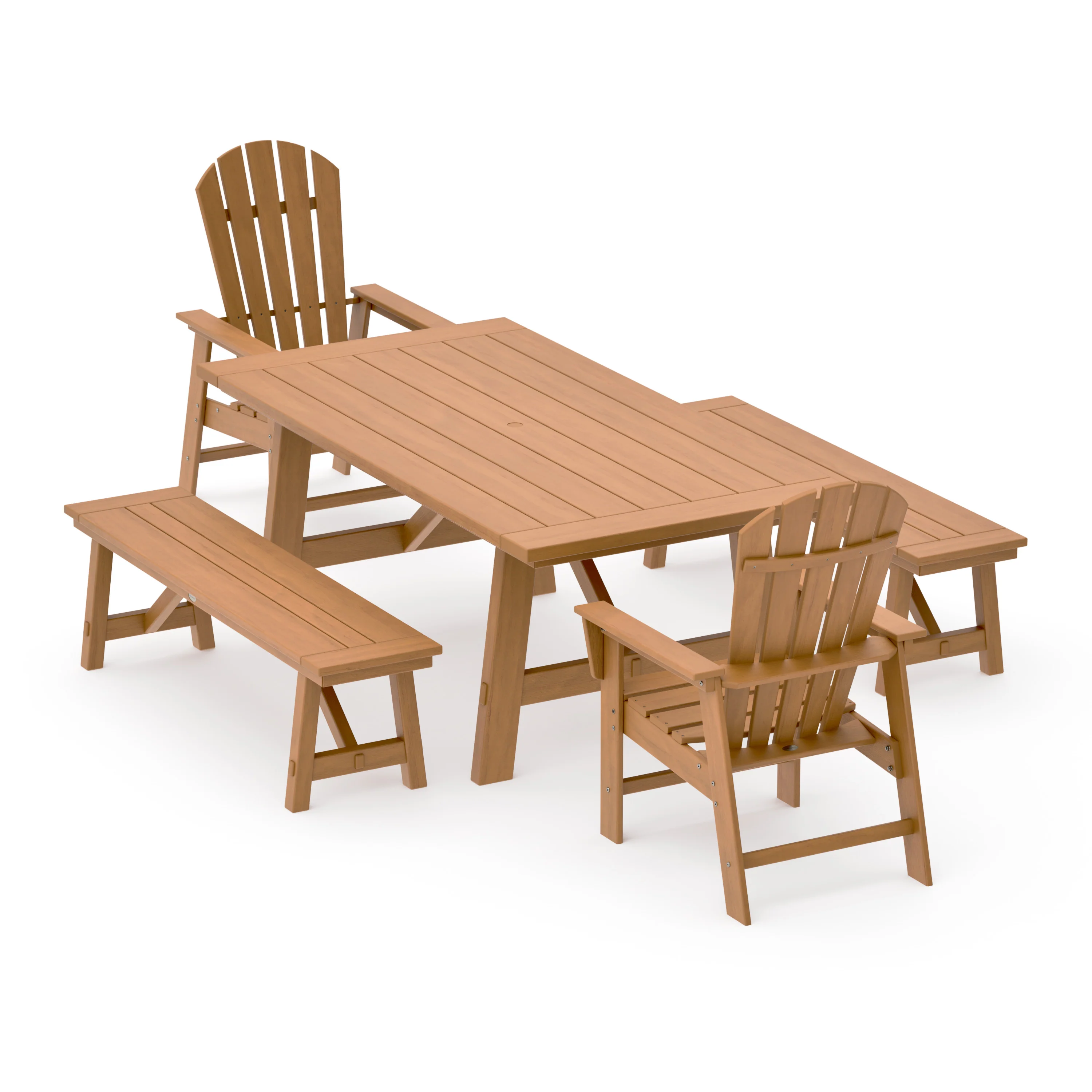 South Beach 5-Piece Rustic Farmhouse Dining Set With Benches - Image 12