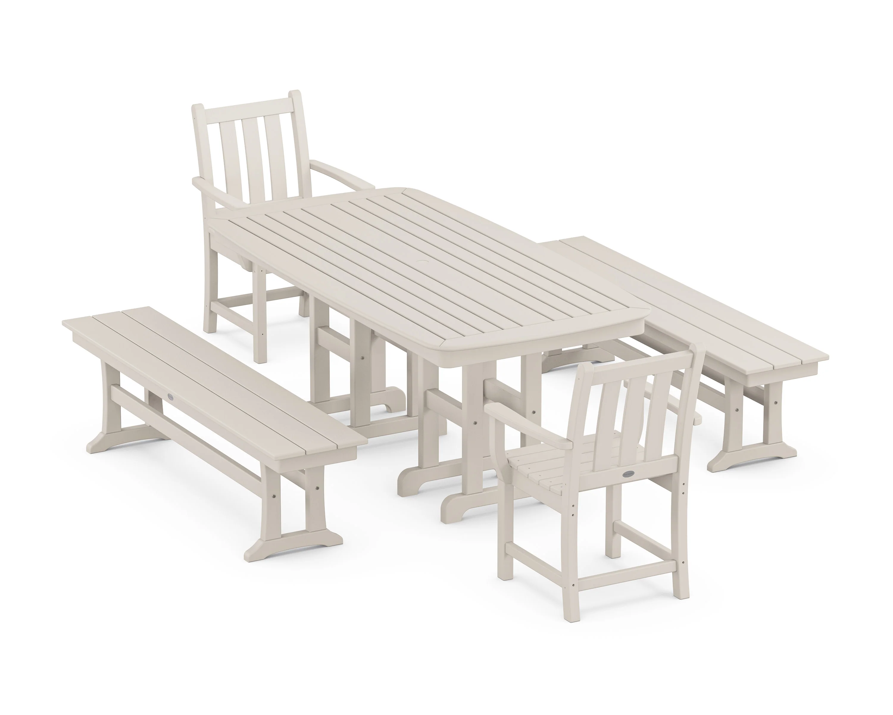Traditional Garden 5-Piece Dining Set with Benches - Image 5