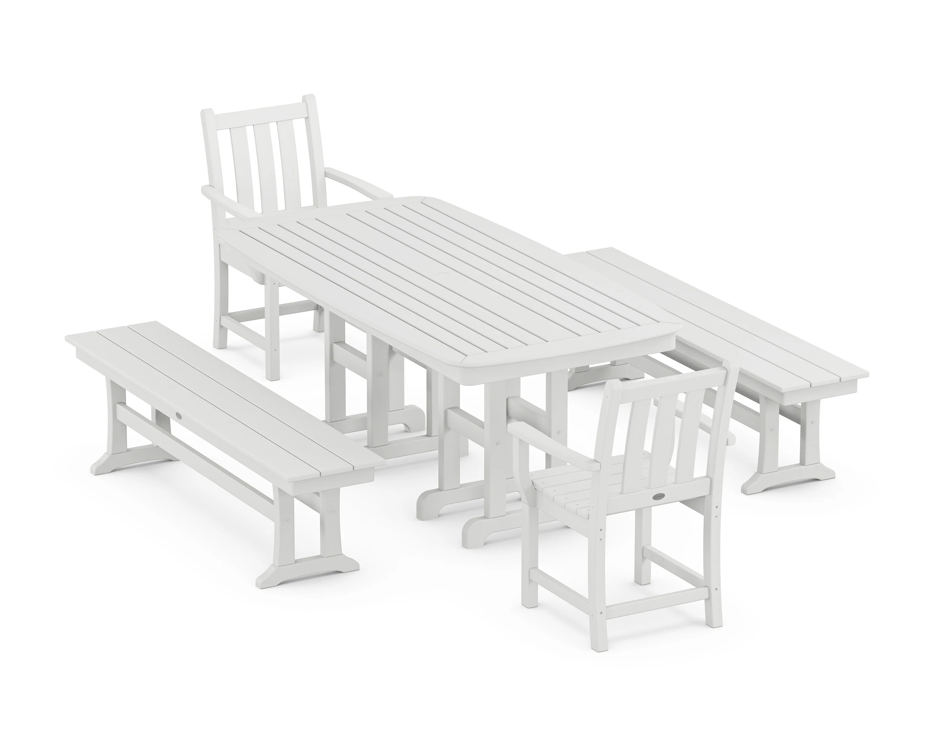 Traditional Garden 5-Piece Dining Set with Benches - Image 9