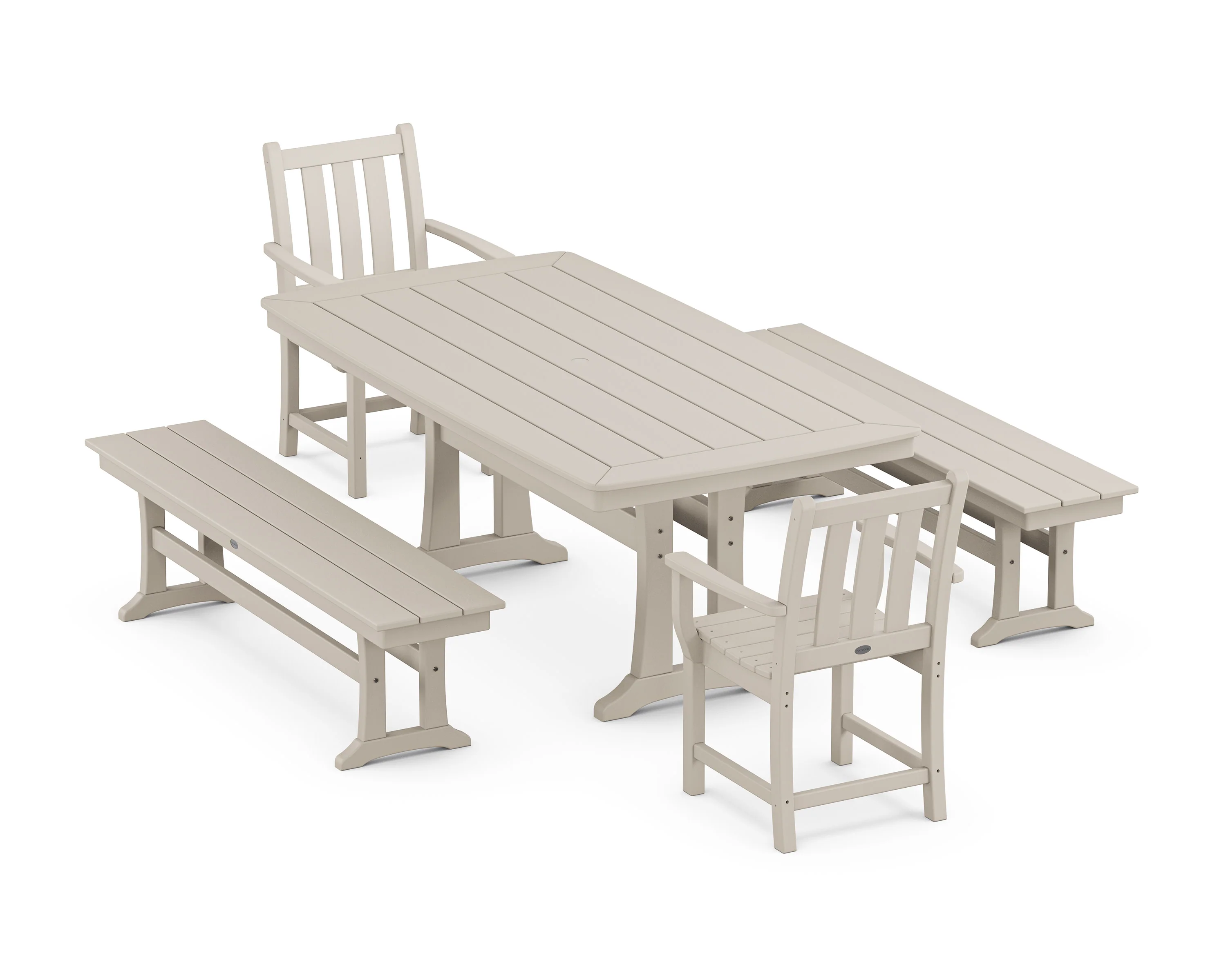 Traditional Garden 5-Piece Dining Set with Trestle Legs - Image 6