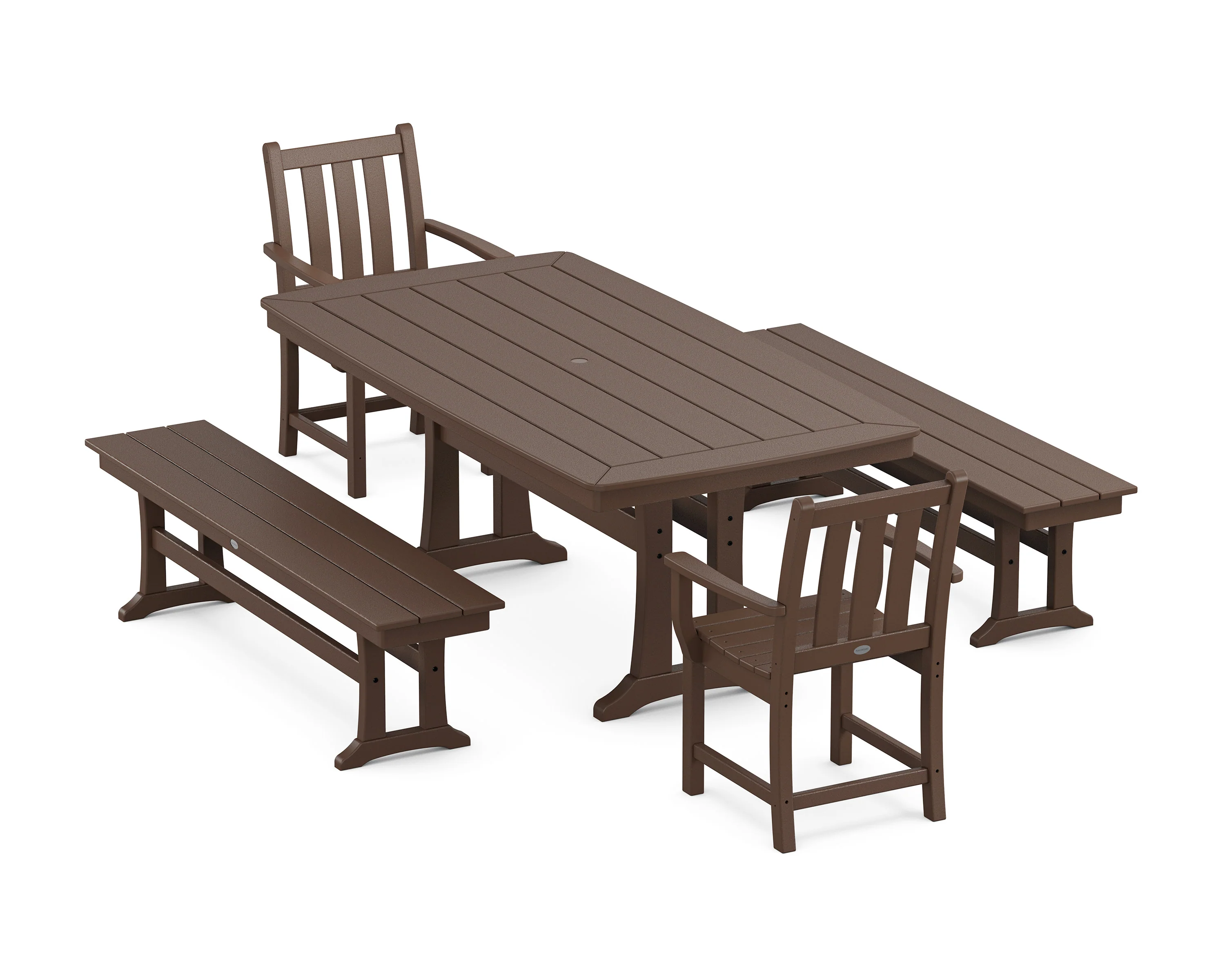Traditional Garden 5-Piece Dining Set with Trestle Legs - Image 8