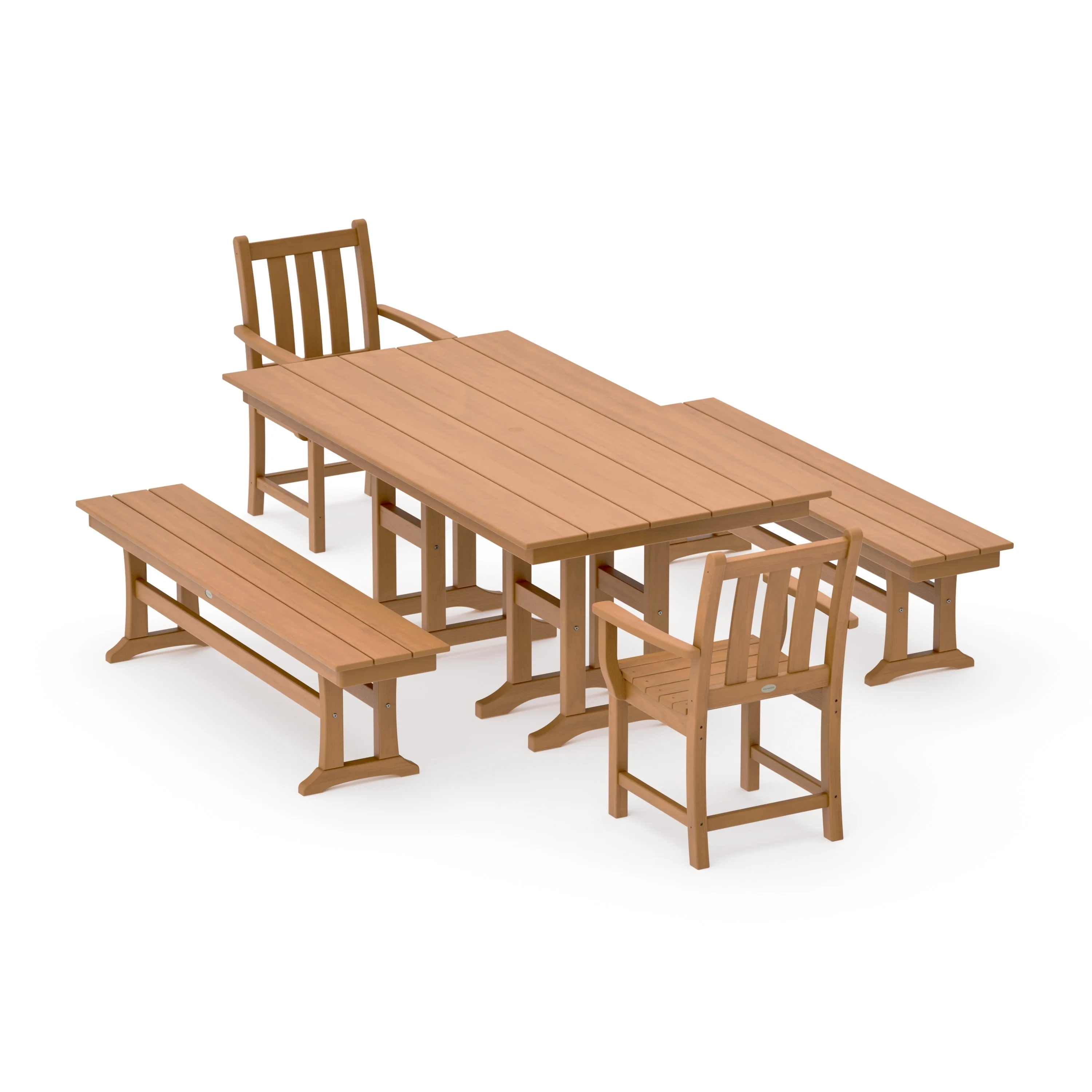 Traditional Garden 5-Piece Farmhouse Dining Set with Benches - Image 12