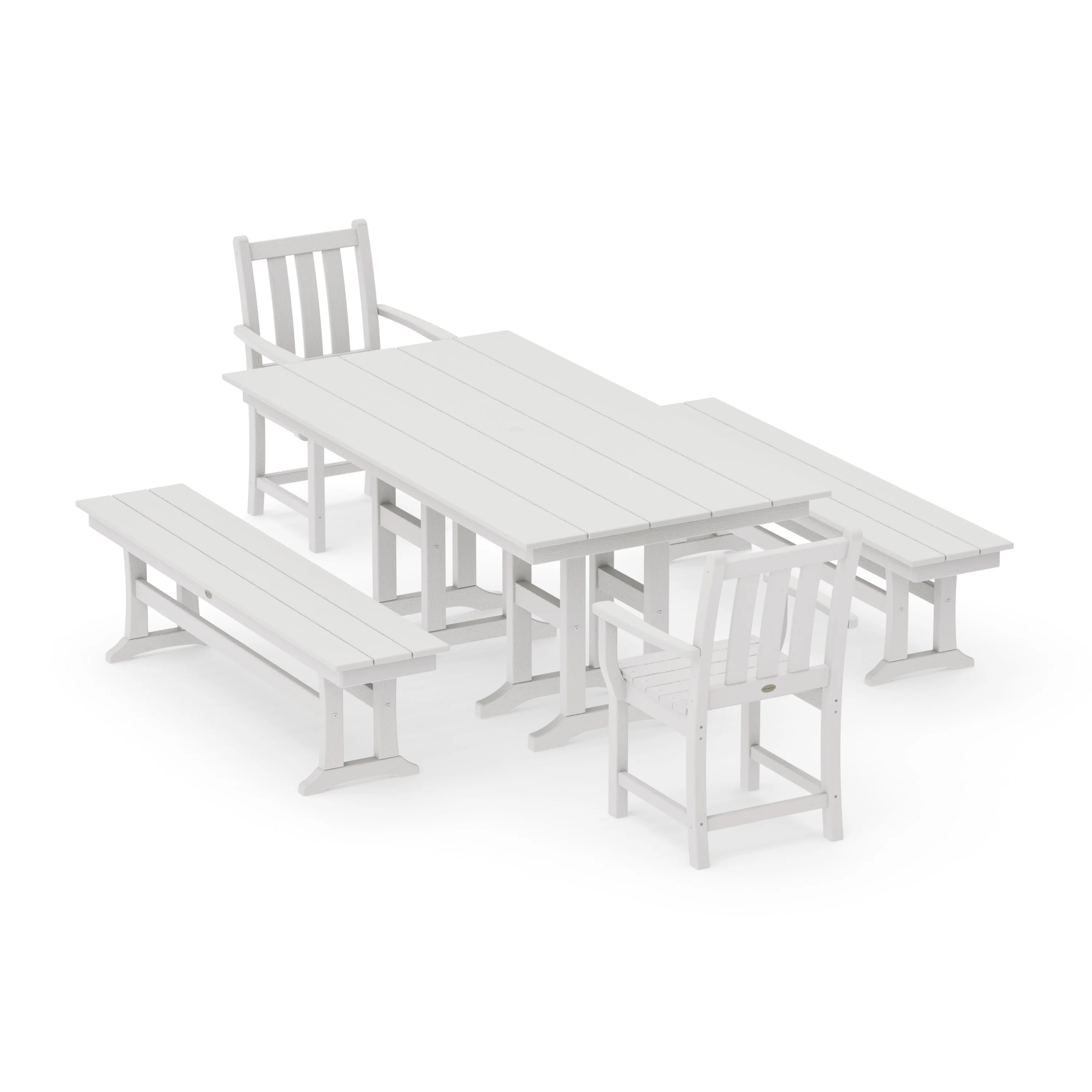 Traditional Garden 5-Piece Farmhouse Dining Set with Benches - Image 15