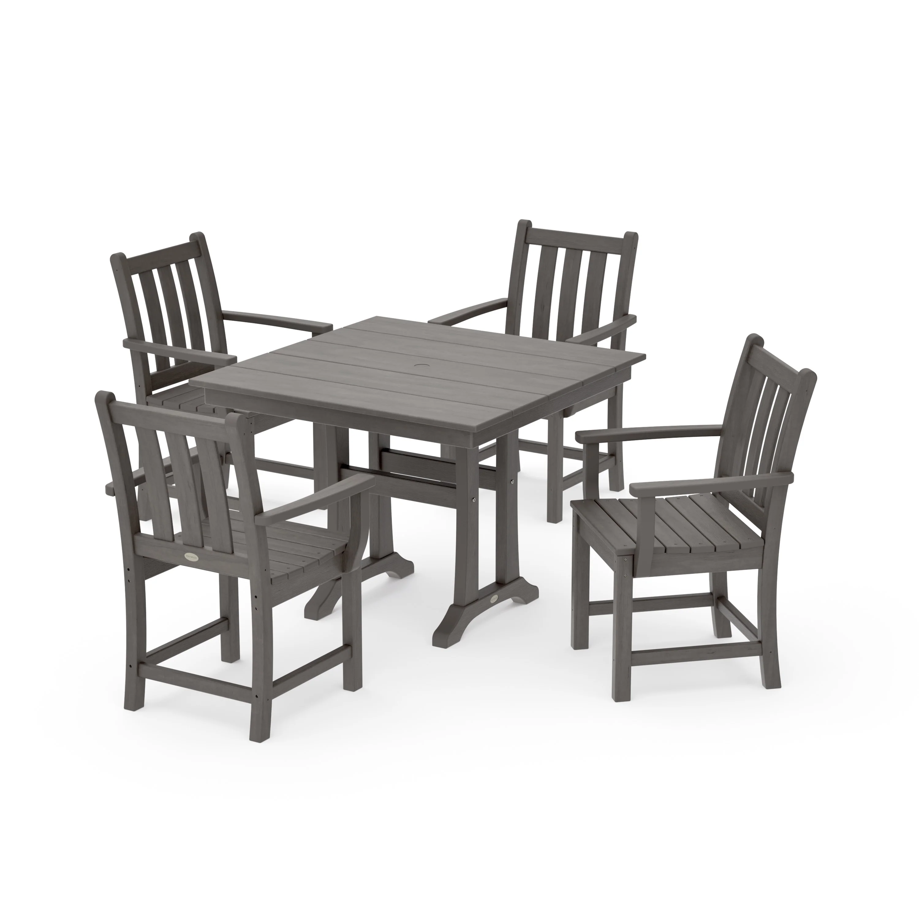 Traditional Garden 5-Piece Farmhouse Dining Set With Trestle Legs - Image 10