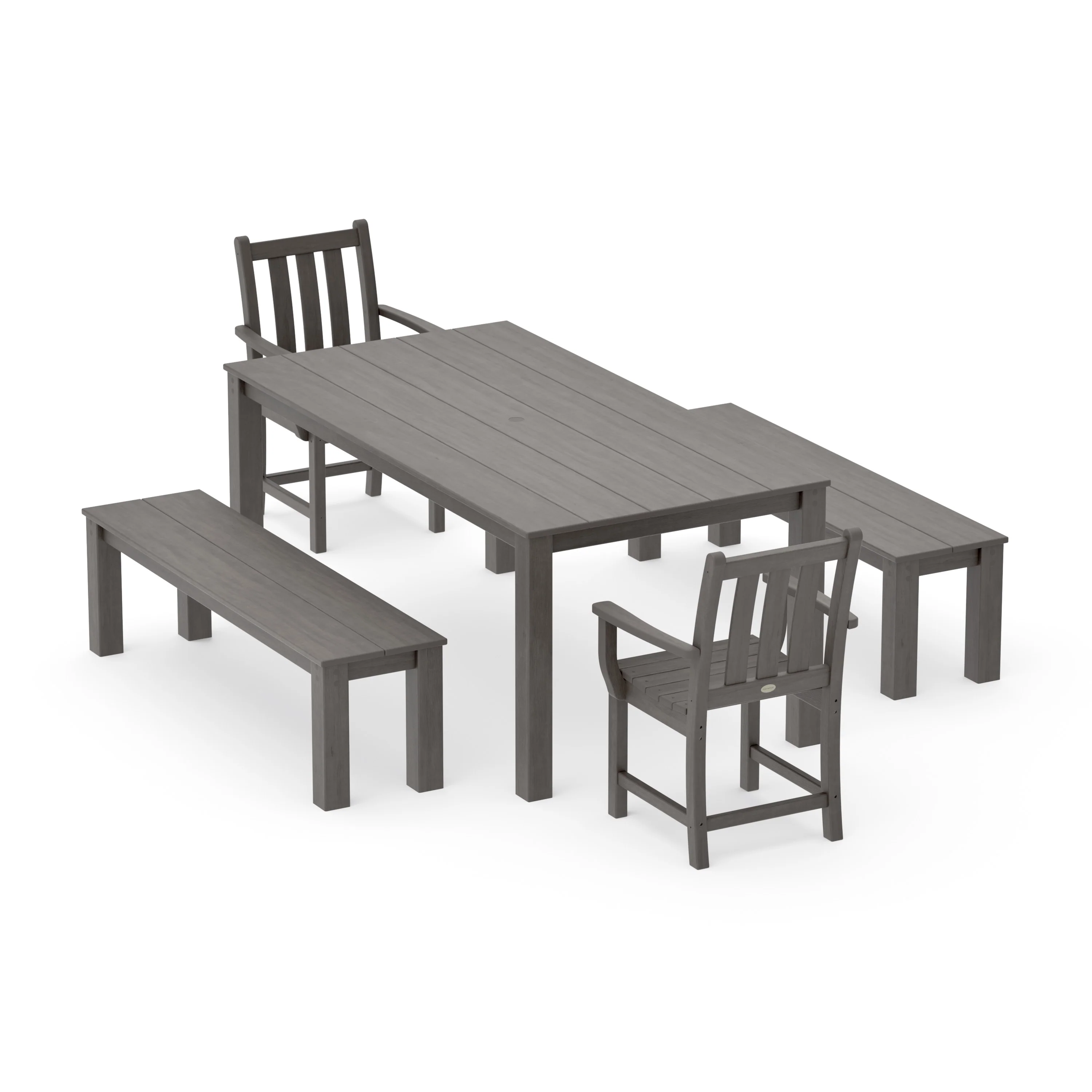 Traditional Garden 5-Piece Parsons Dining Set with Benches - Image 10