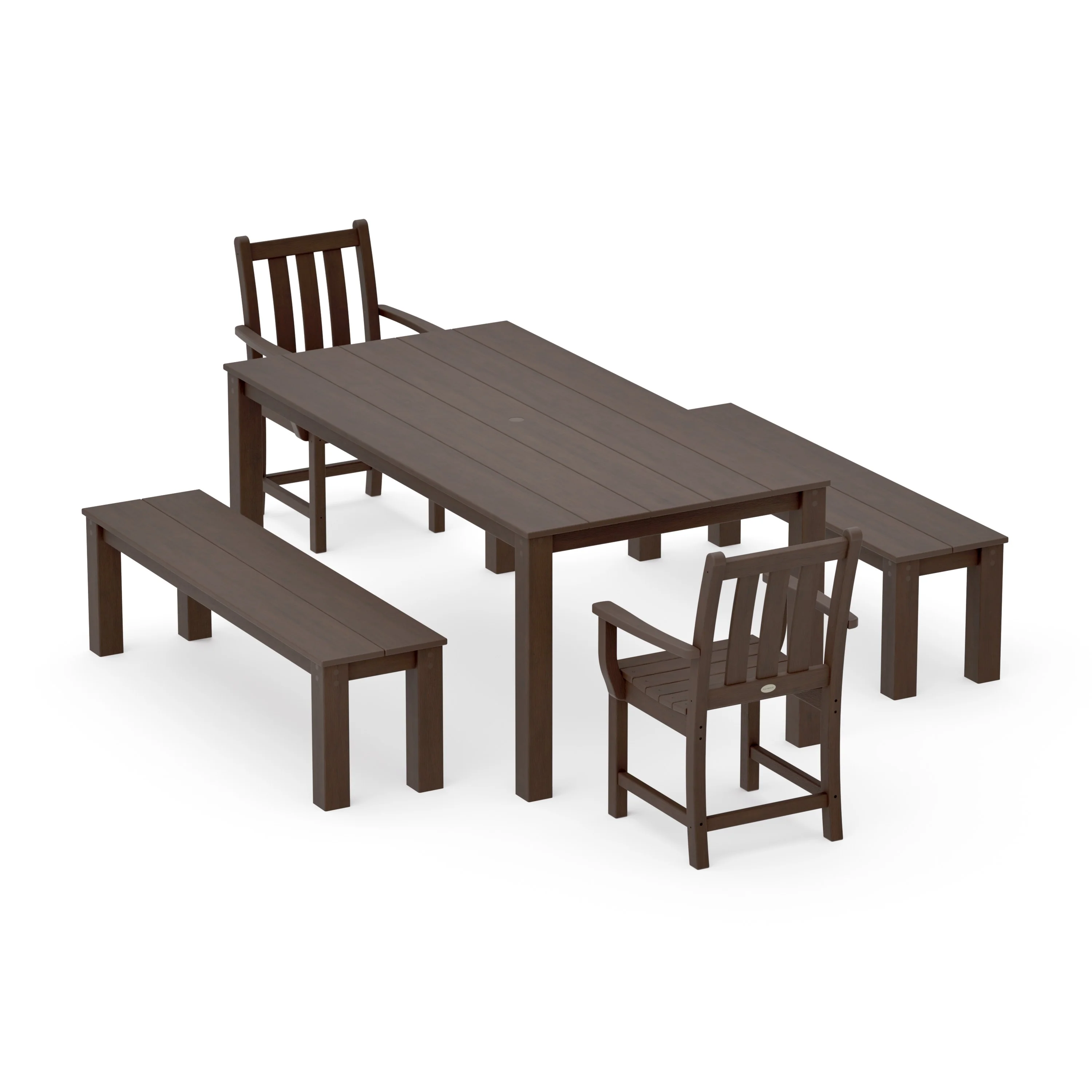 Traditional Garden 5-Piece Parsons Dining Set with Benches - Image 11