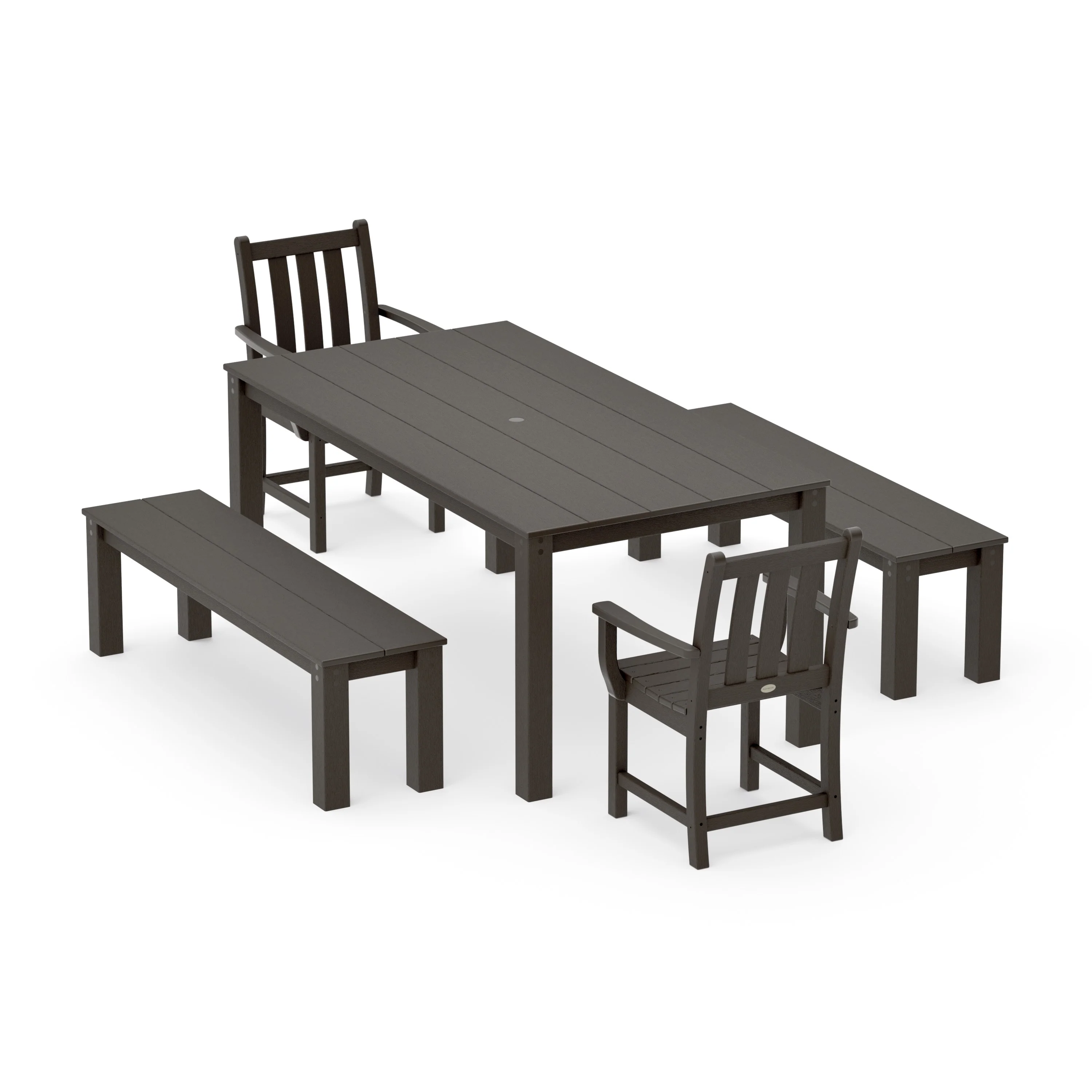 Traditional Garden 5-Piece Parsons Dining Set with Benches - Image 13