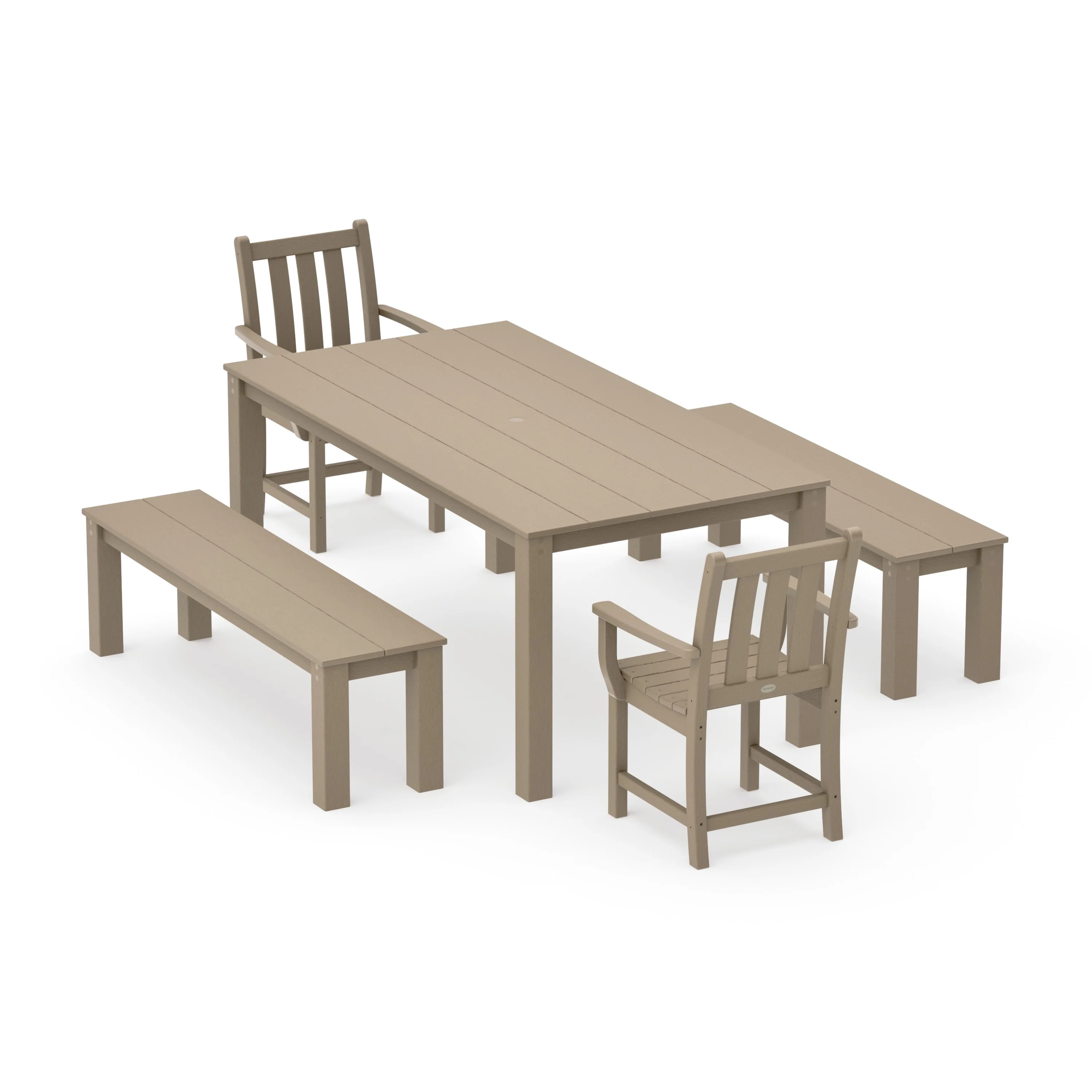 Traditional Garden 5-Piece Parsons Dining Set with Benches - Image 14