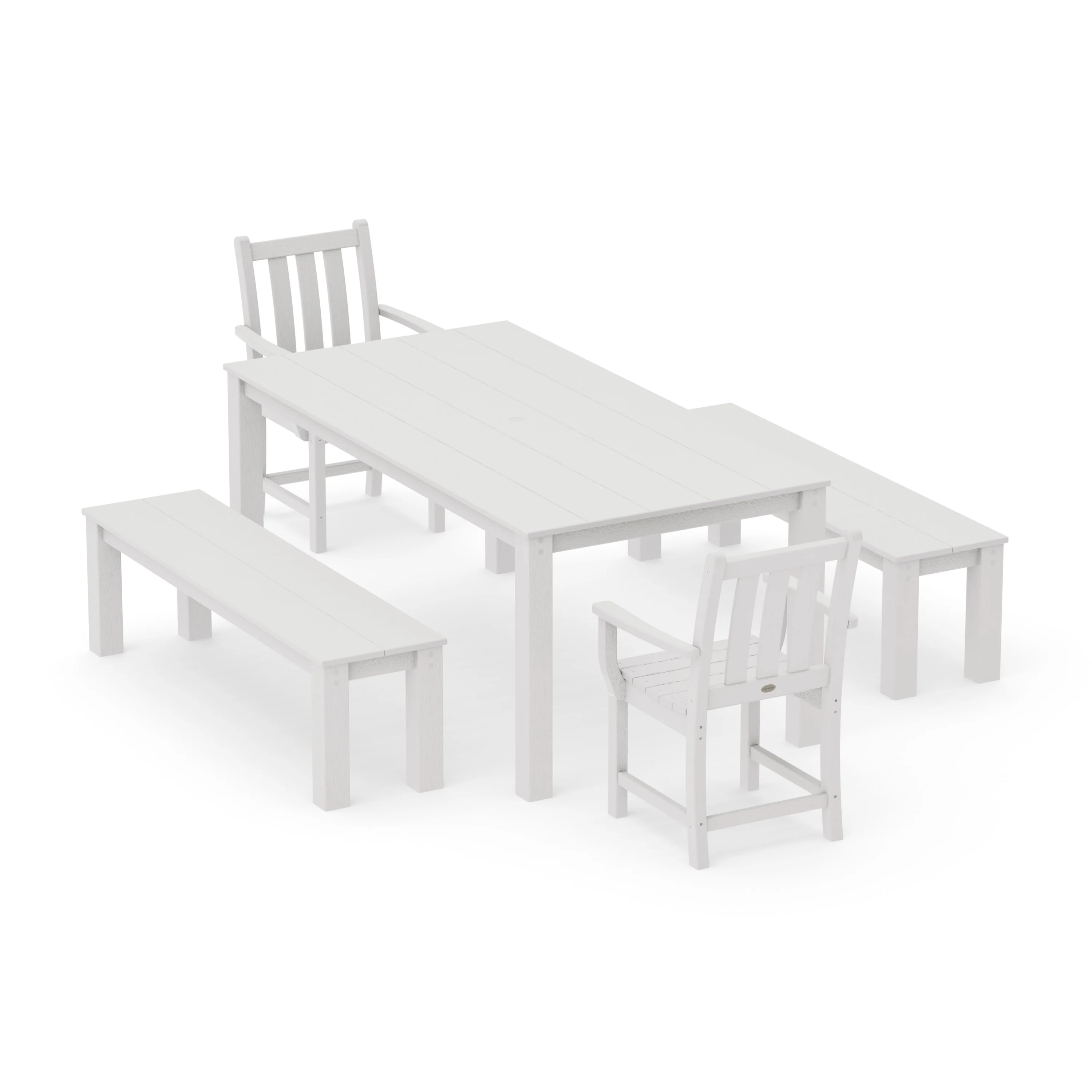 Traditional Garden 5-Piece Parsons Dining Set with Benches - Image 15