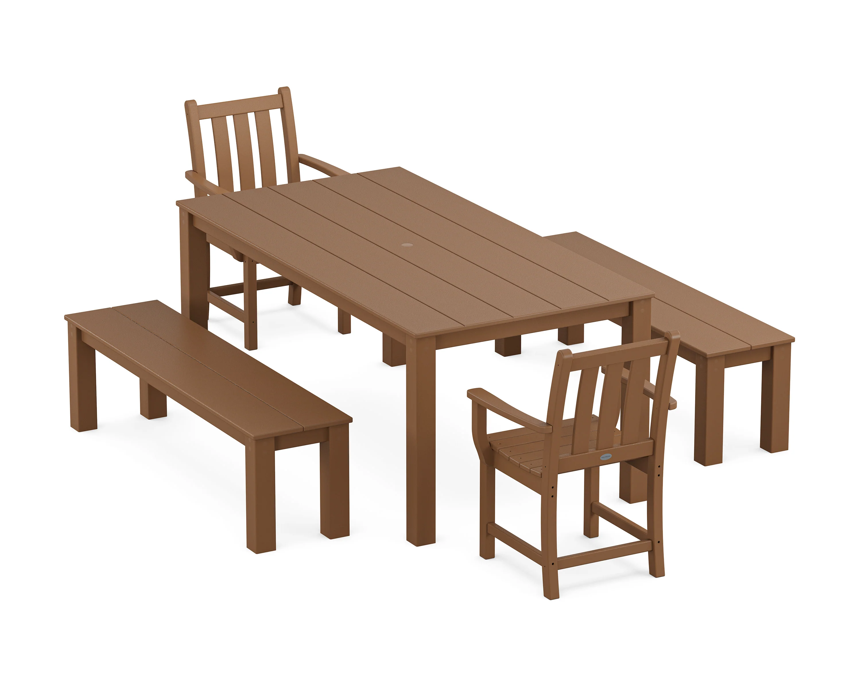 Traditional Garden 5-Piece Parsons Dining Set with Benches - Image 6