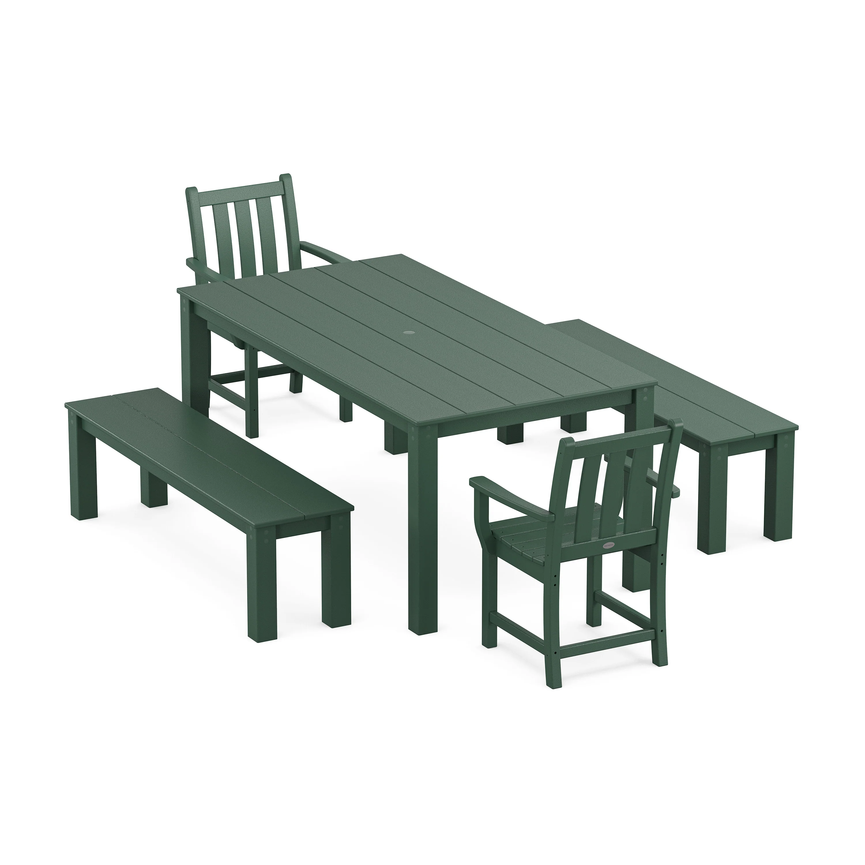 Traditional Garden 5-Piece Parsons Dining Set with Benches - Image 9