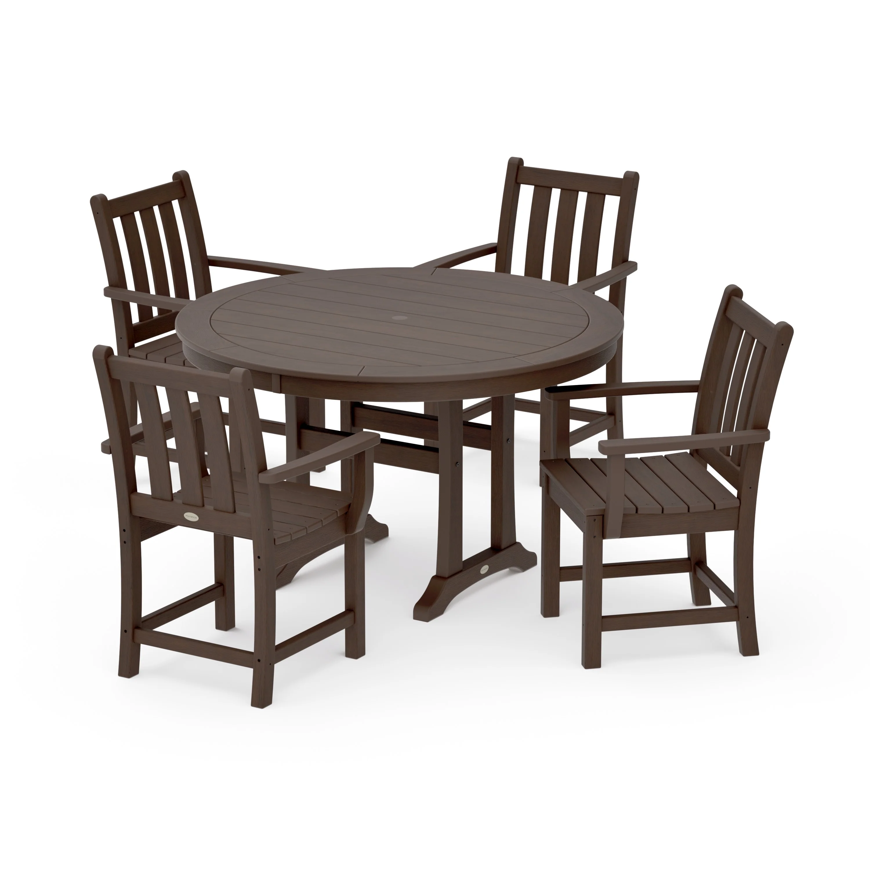 Traditional Garden 5-Piece Round Dining Set with Trestle Legs - Image 11