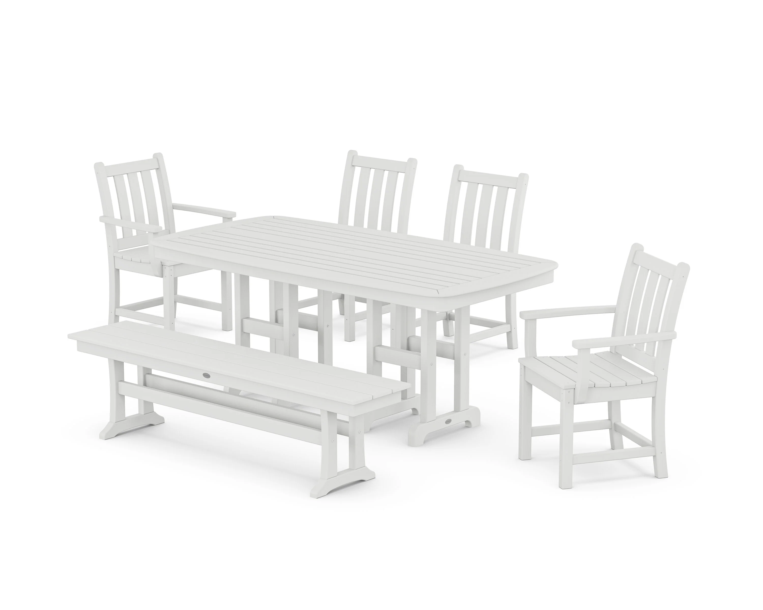 Traditional Garden 6-Piece Dining Set with Bench - Image 4