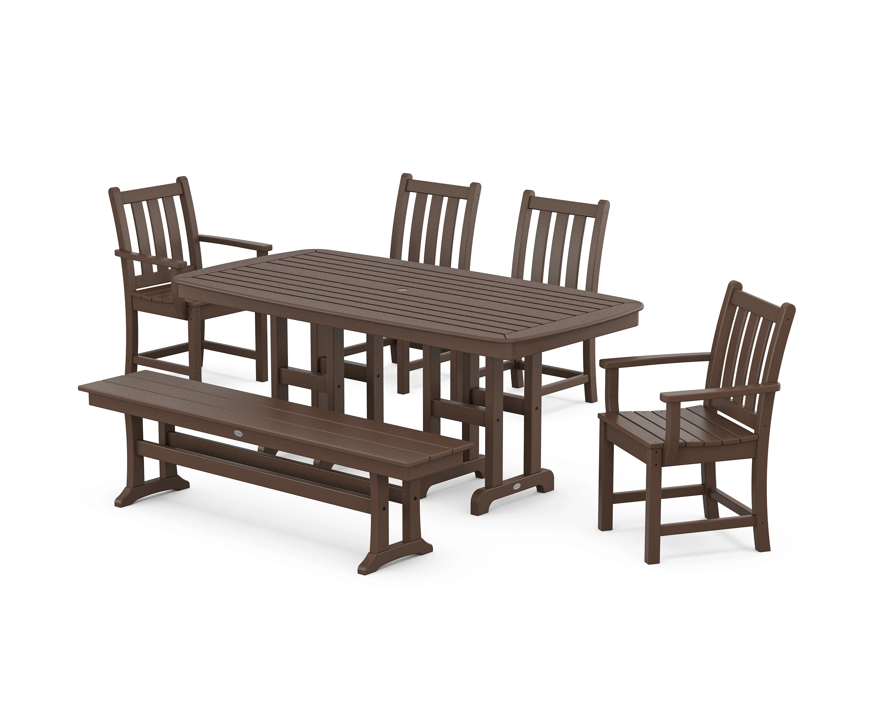 Traditional Garden 6-Piece Dining Set with Bench - Image 9