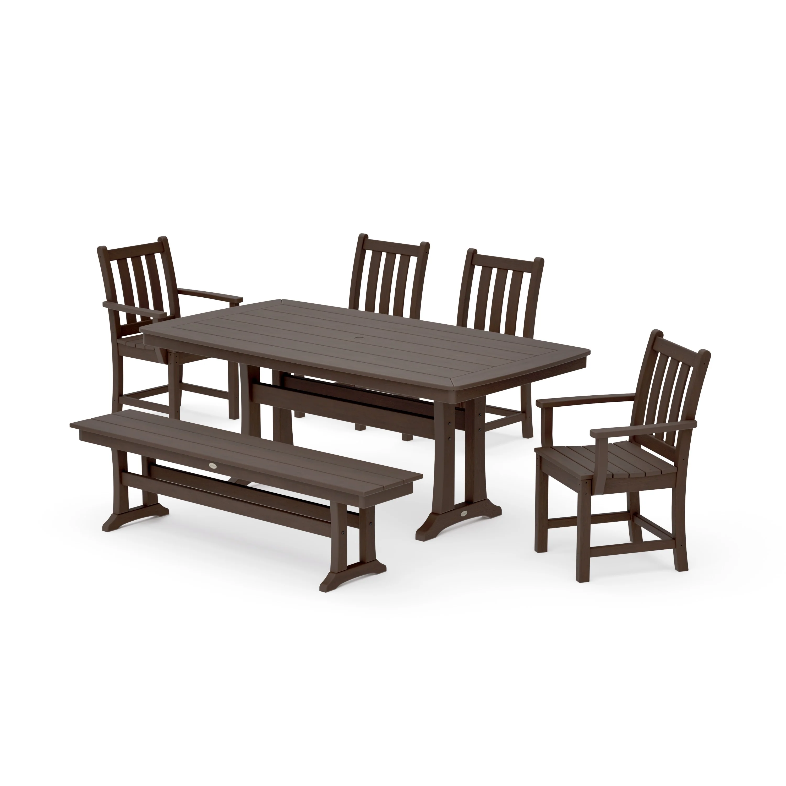 Traditional Garden 6-Piece Dining Set with Trestle Legs - Image 11