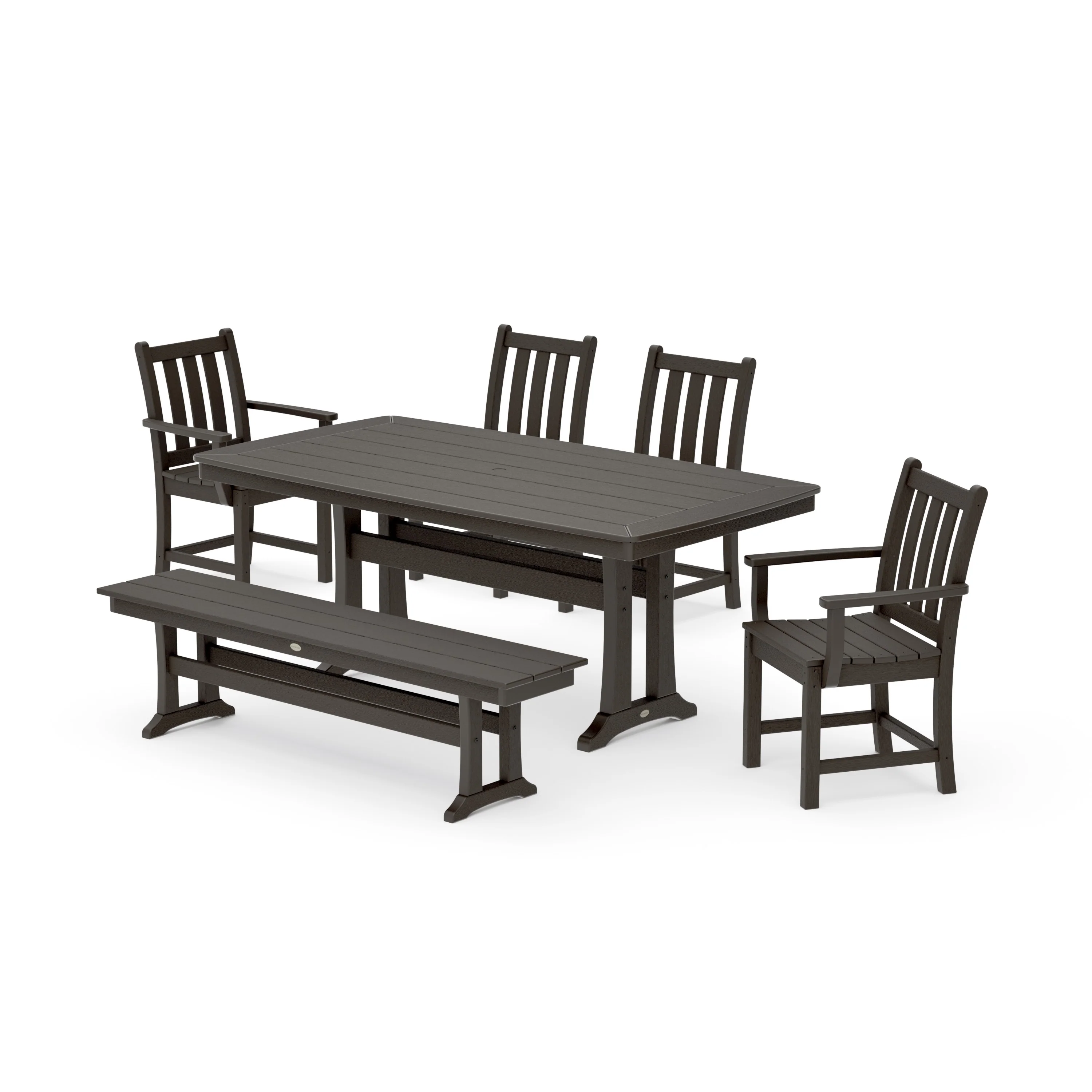 Traditional Garden 6-Piece Dining Set with Trestle Legs - Image 13