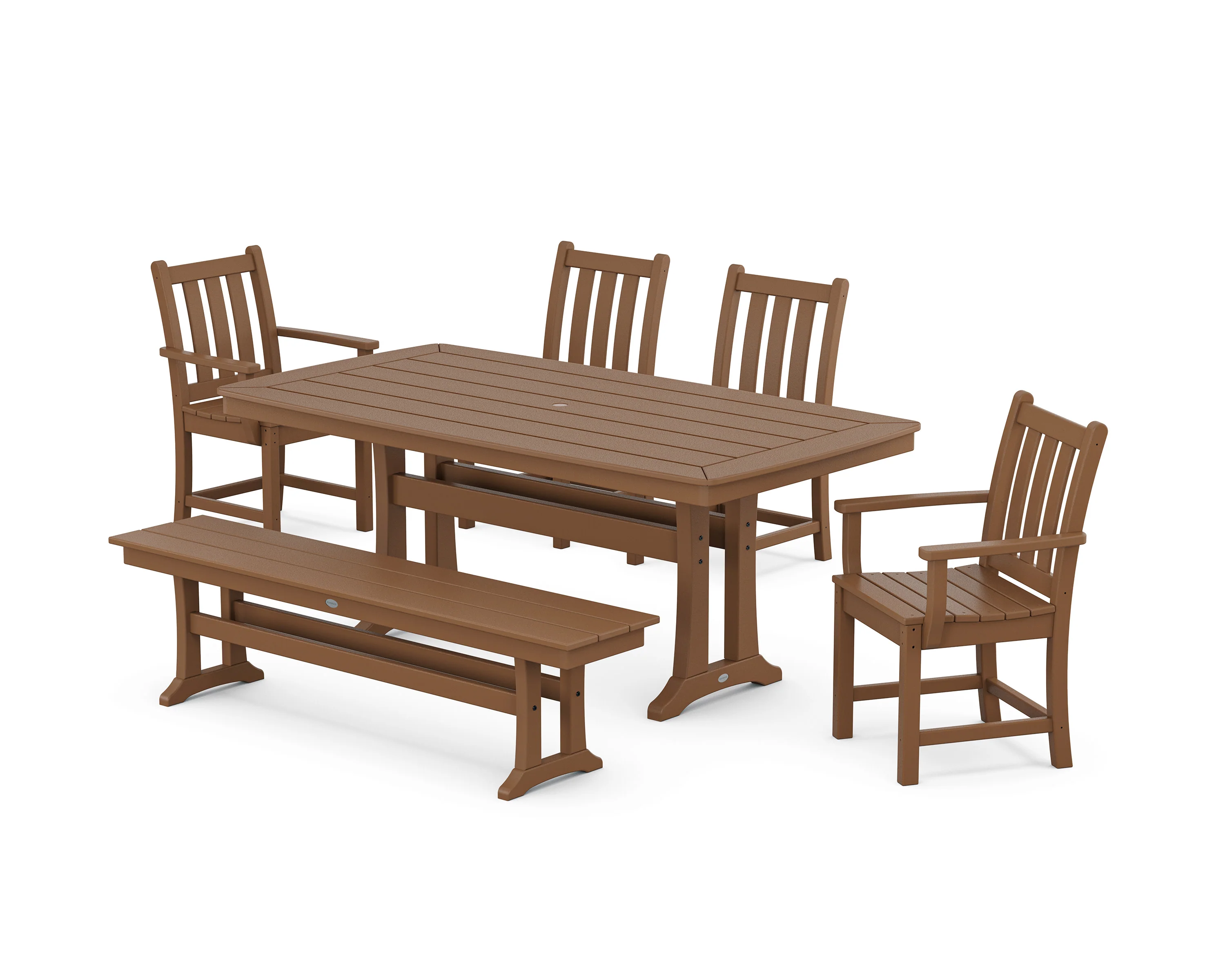 Traditional Garden 6-Piece Dining Set with Trestle Legs - Image 4