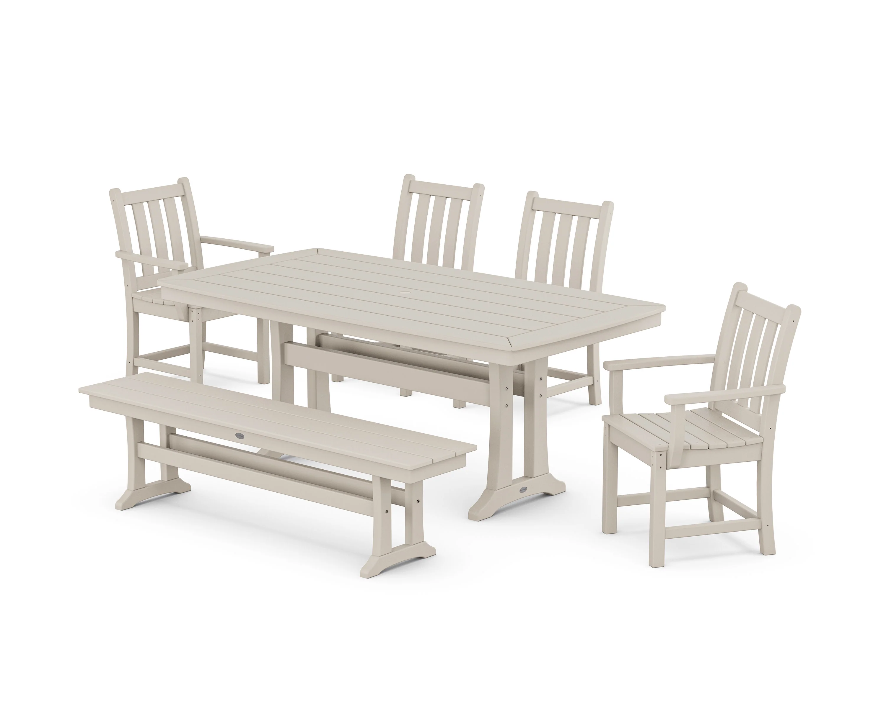 Traditional Garden 6-Piece Dining Set with Trestle Legs - Image 5